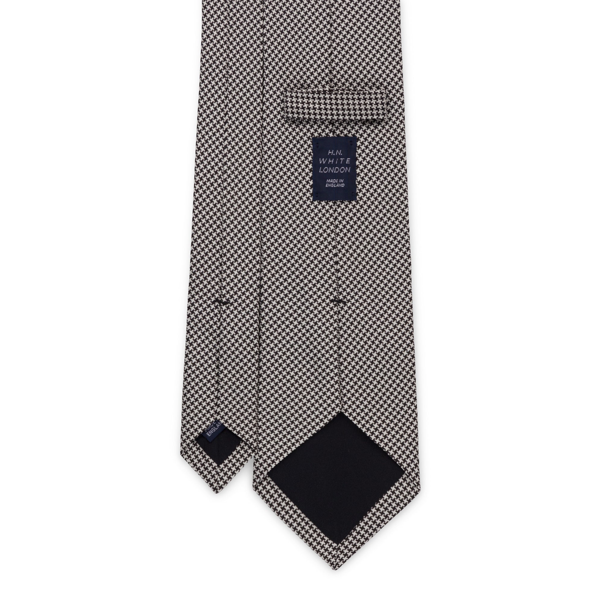 Black & Silver Houndstooth Silk Tie