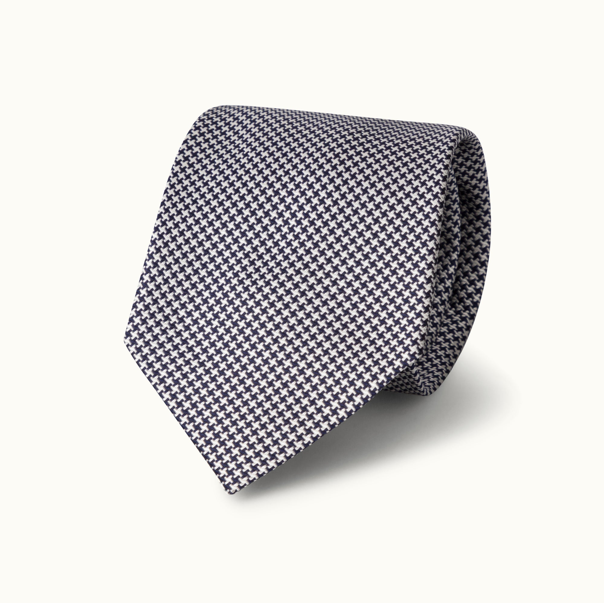 Navy & Silver Houndstooth Silk Tie