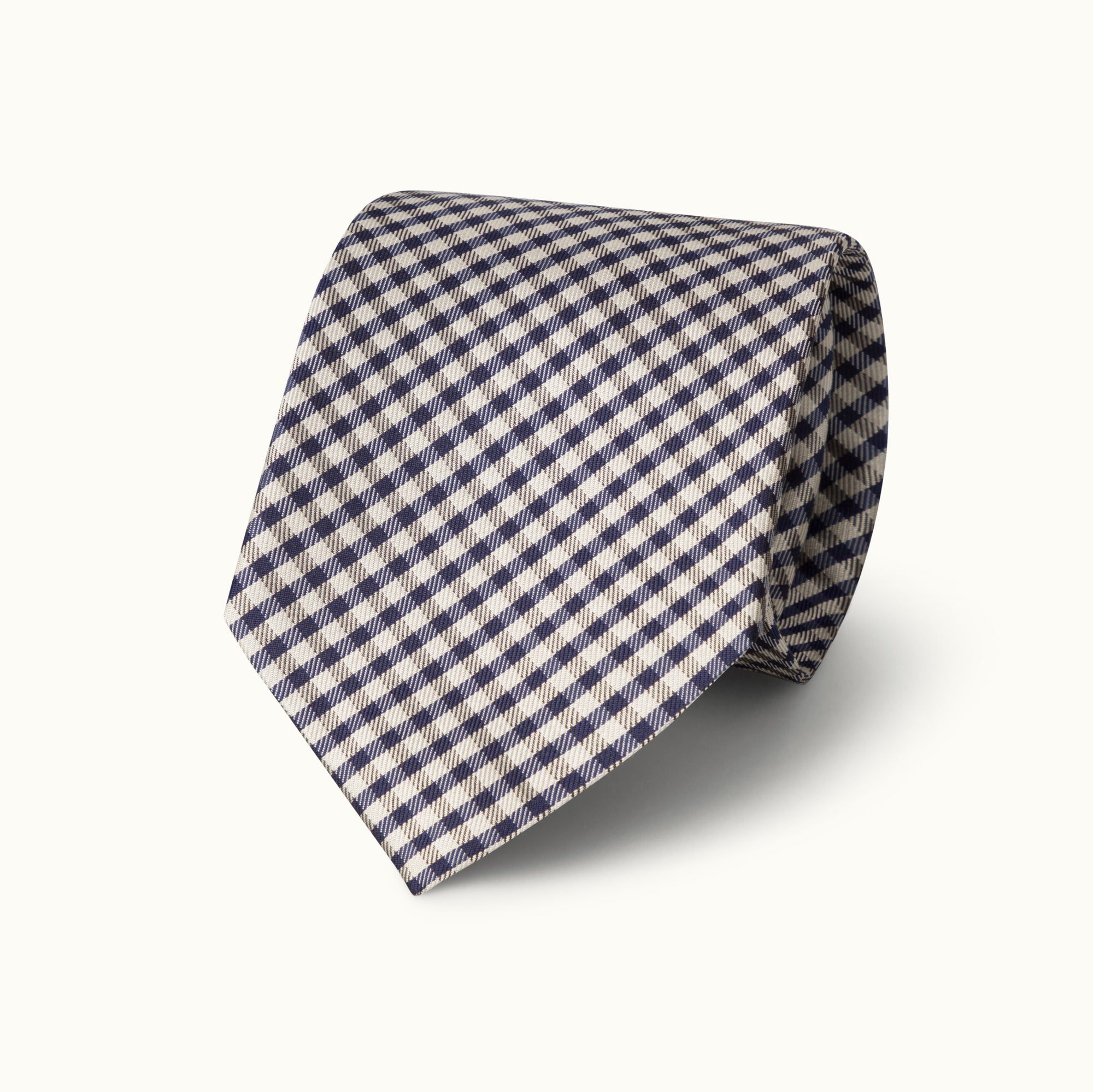 Navy Shepherd's Check Silk Tie