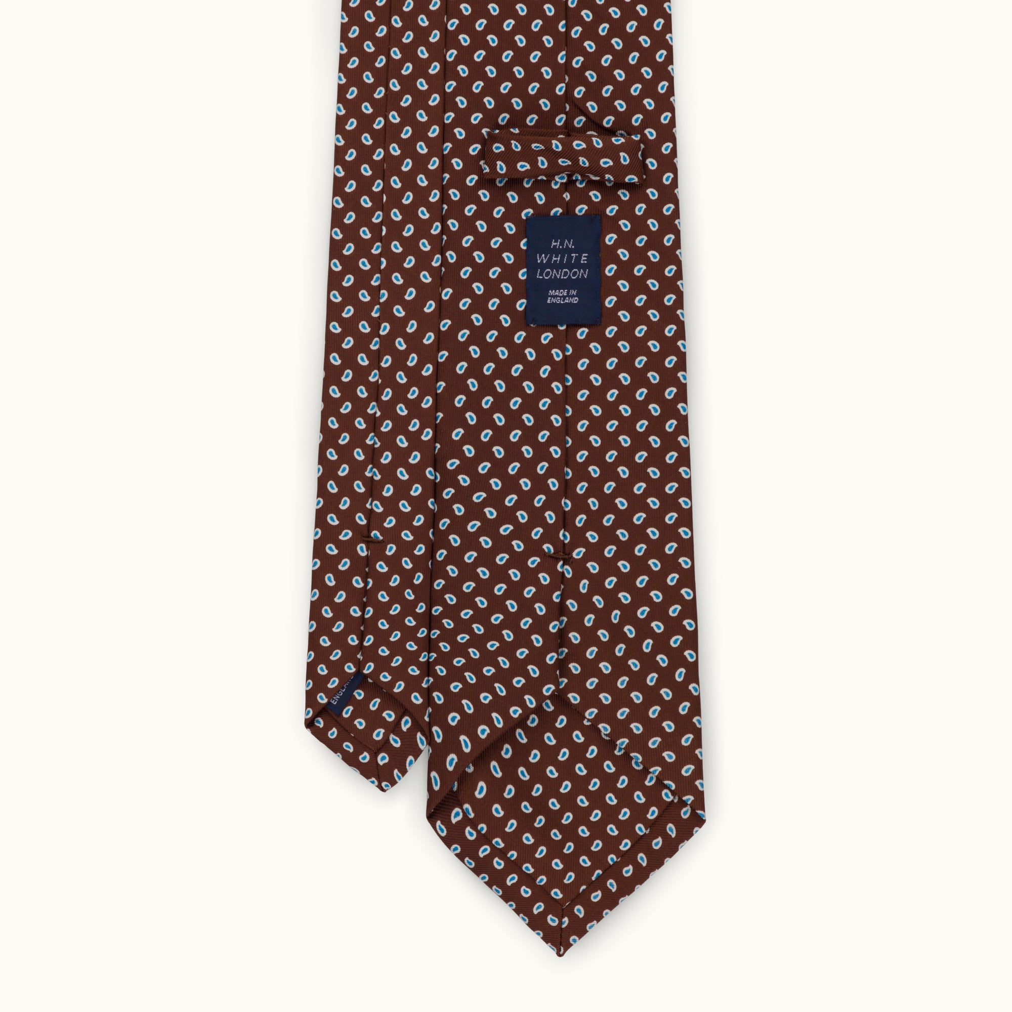 Brown & Blue Paisley Silk Print Tie