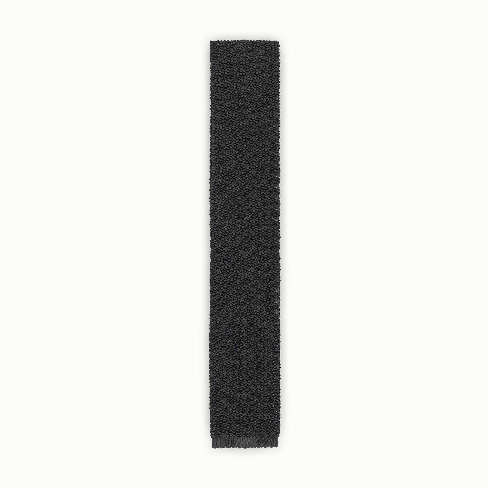 Grey Knitted Silk Tie