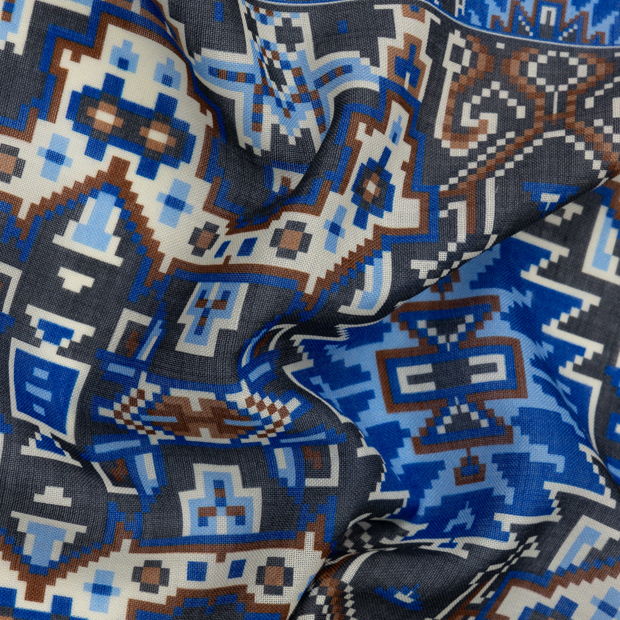 Grey Pixelated Paisley Pocket Square