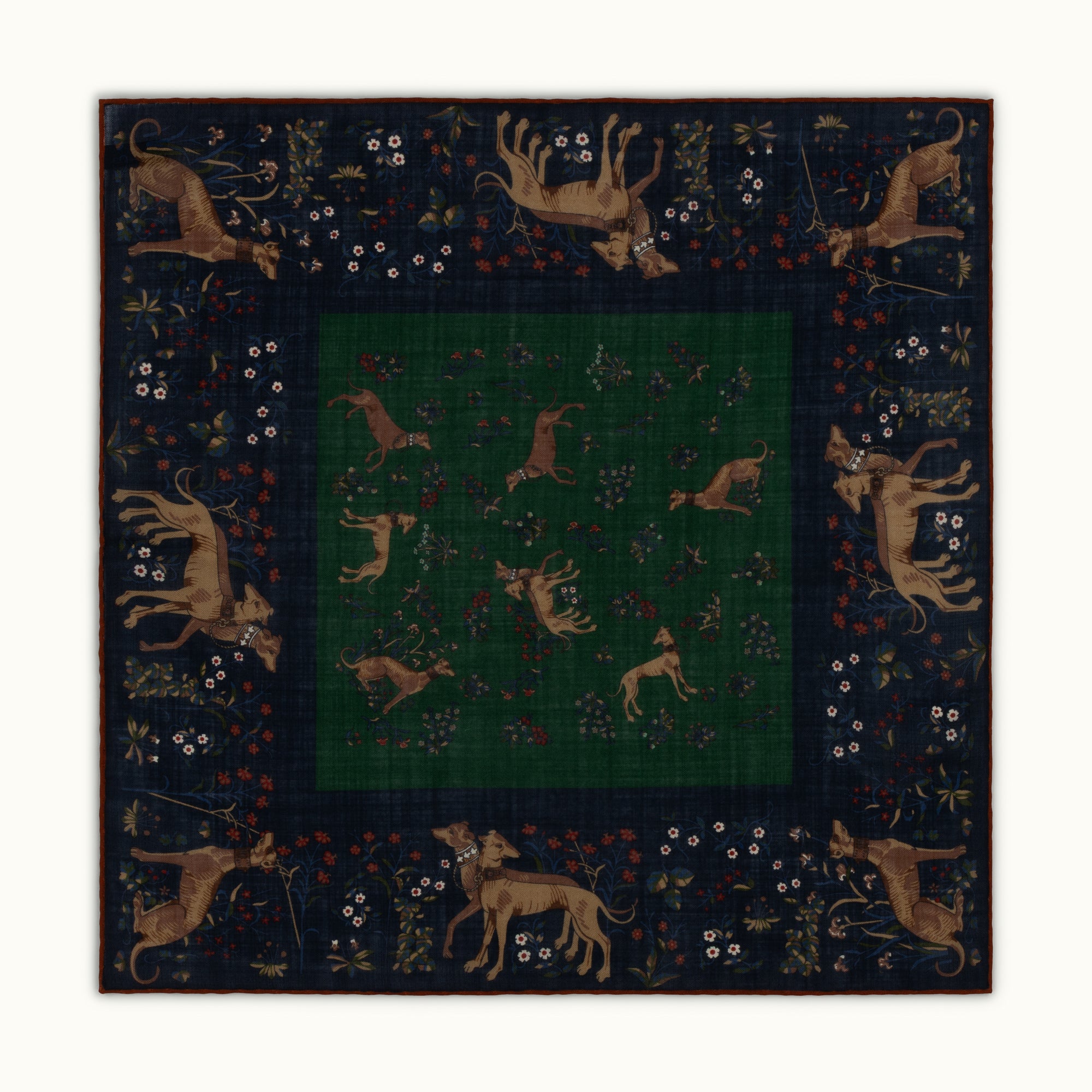Green & Navy Sighthounds Pocket Square