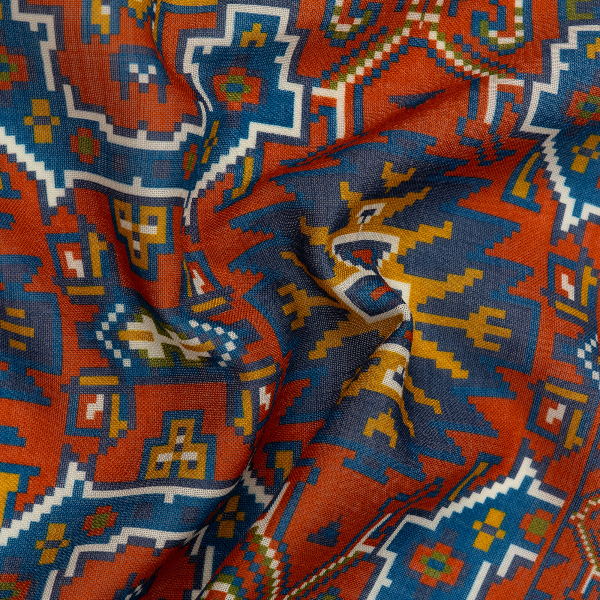 Rust Pixelated Paisley Pocket Square