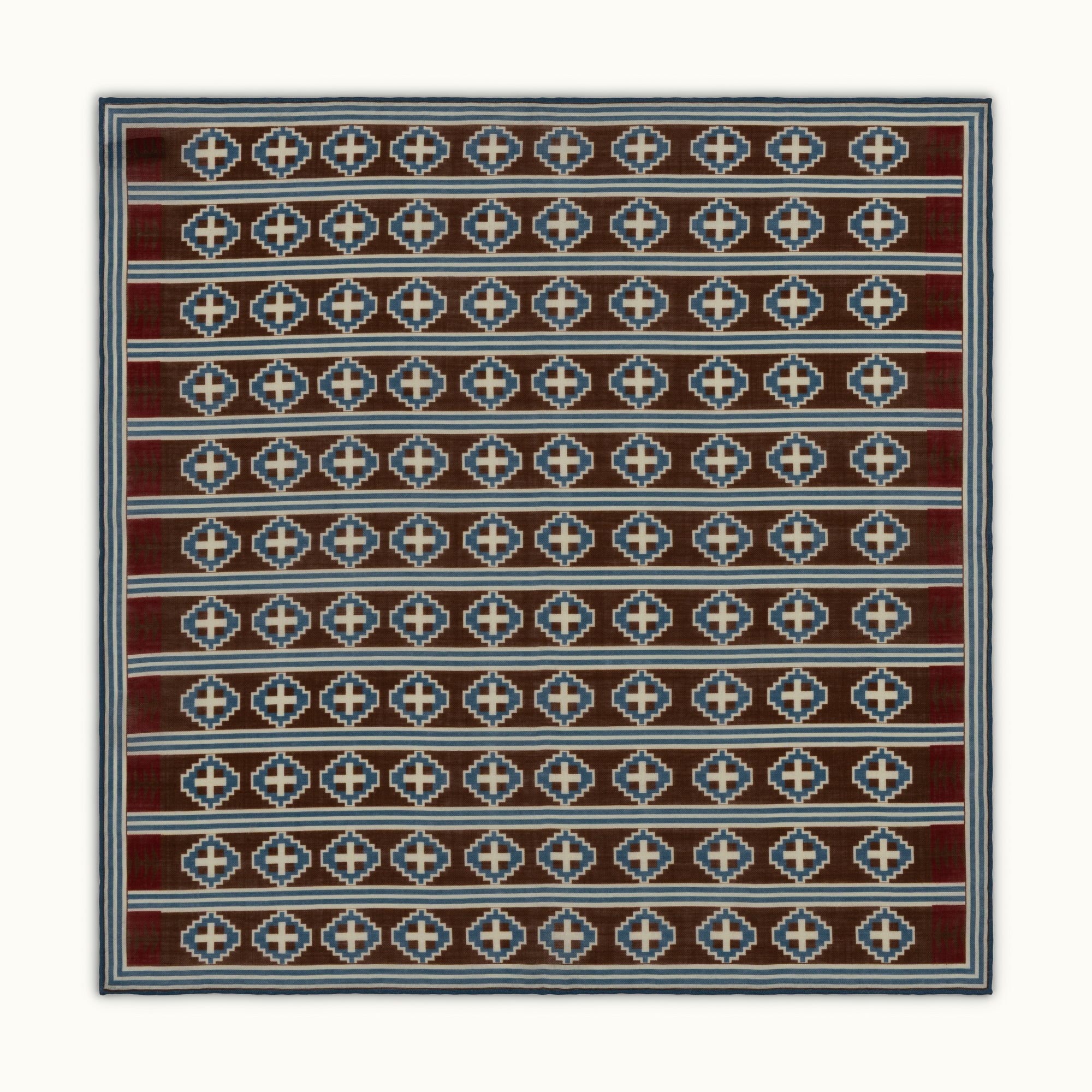 Turquoise & Brown Kilim Pocket Square