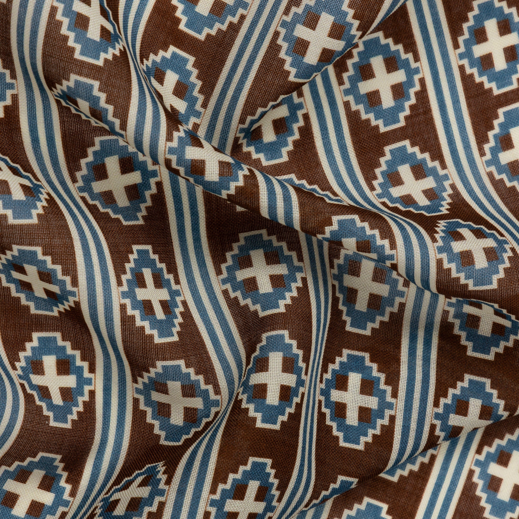 Turquoise & Brown Kilim Pocket Square