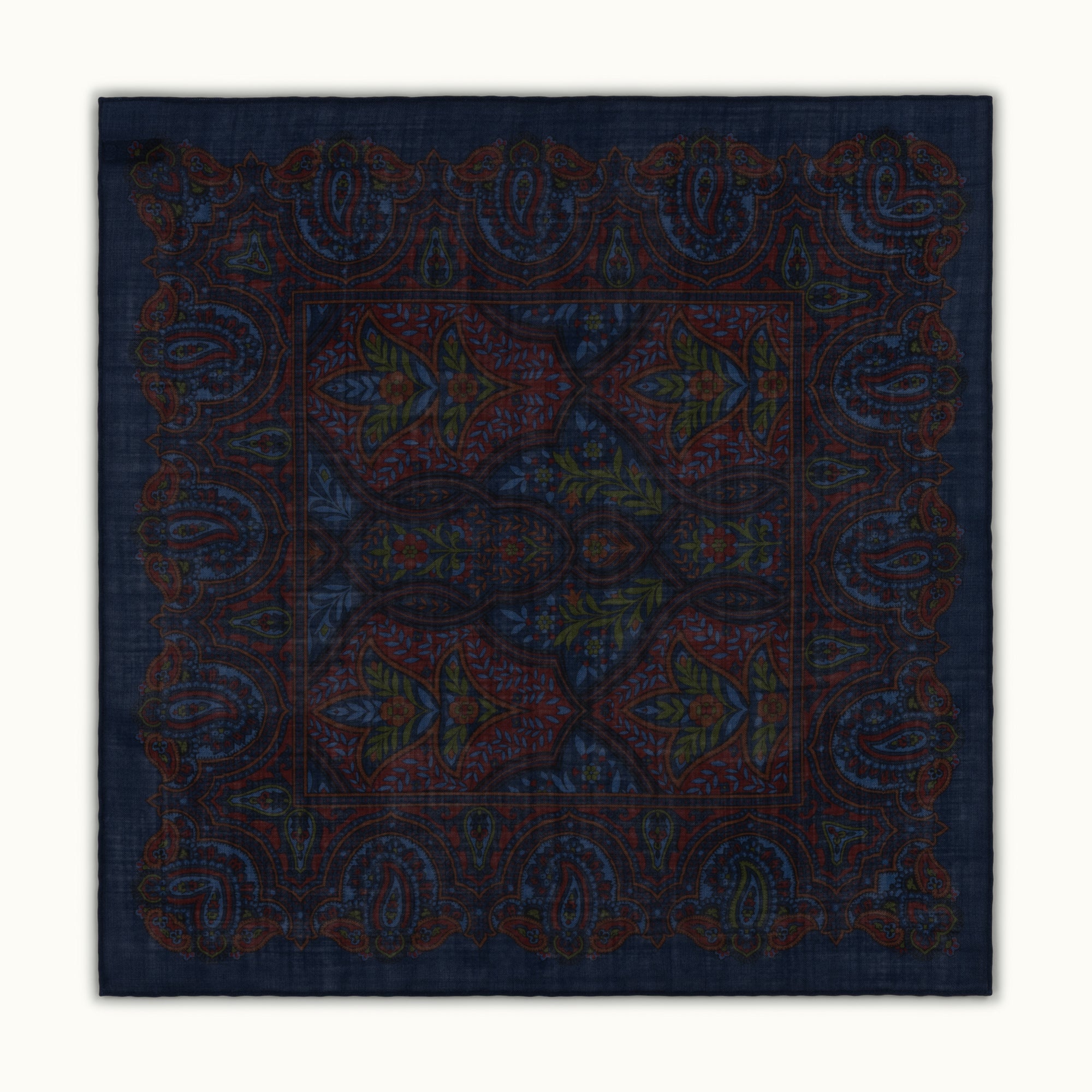 Navy Blue Floral Paisley Pocket Square