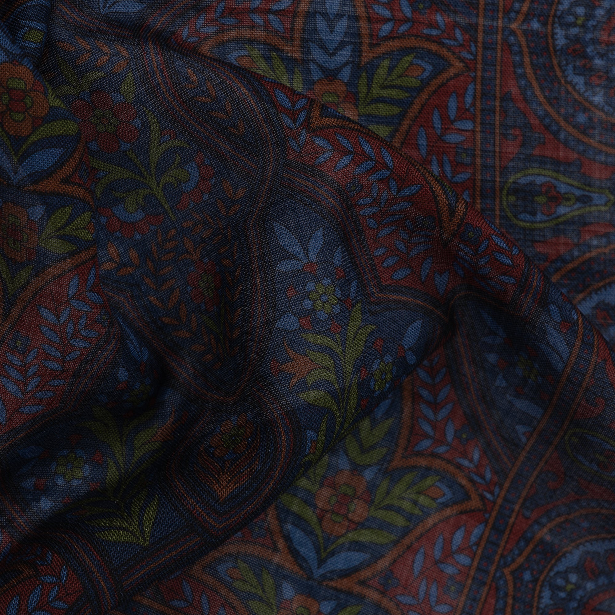 Navy Blue Floral Paisley Pocket Square