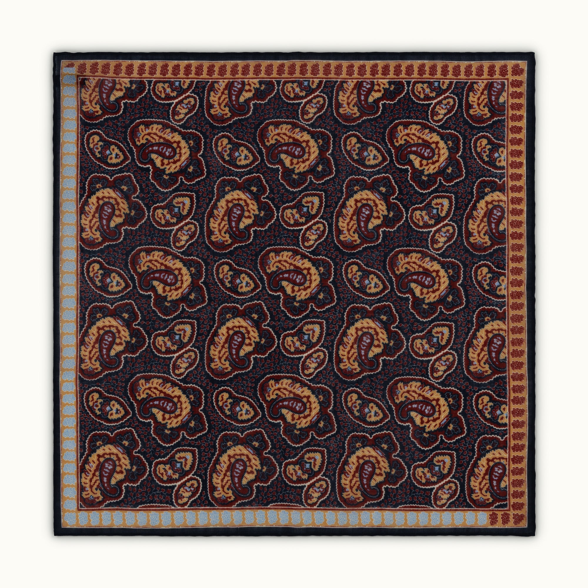 Navy Blue Paisley Archival Print Pocket Square