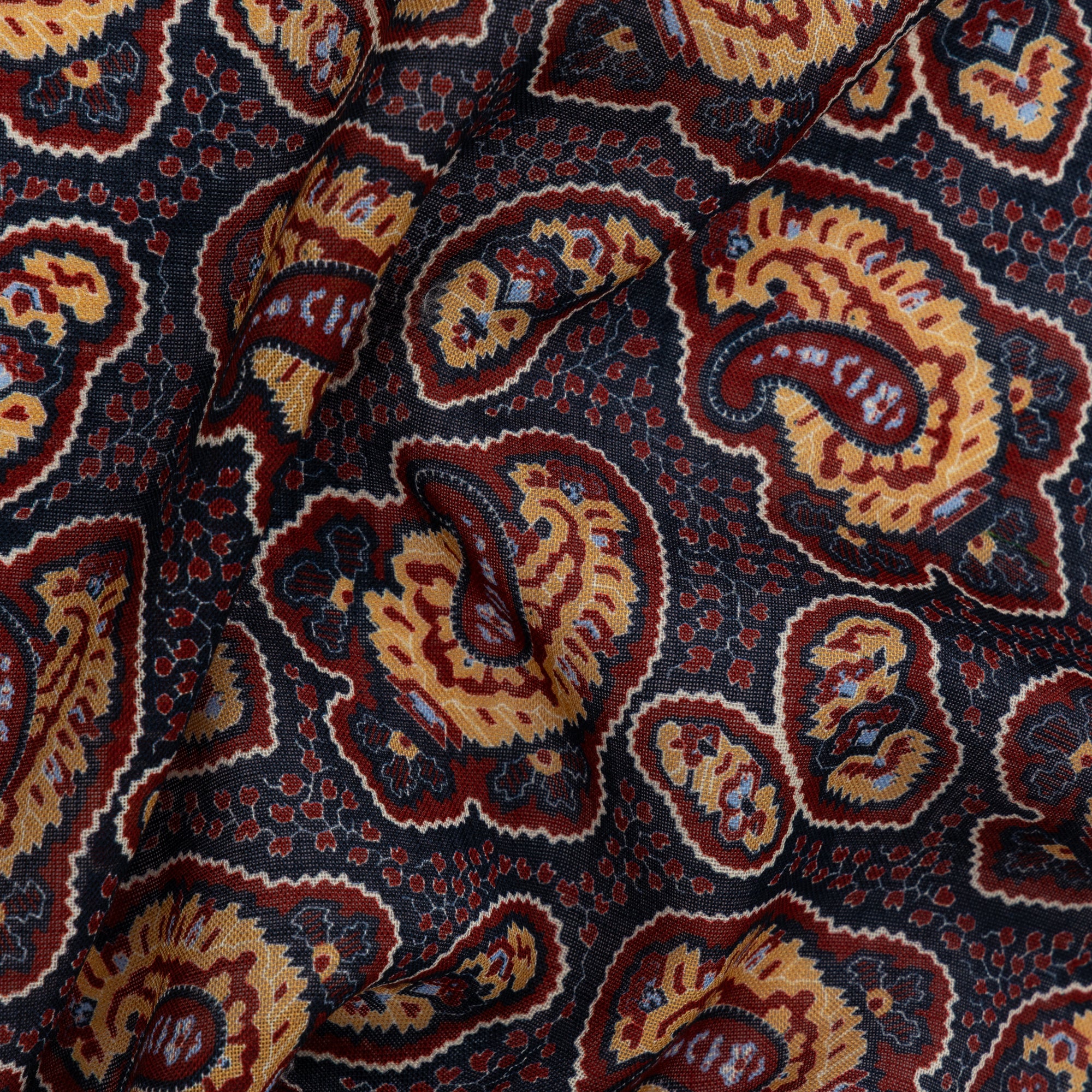 Navy Blue Paisley Archival Print Pocket Square