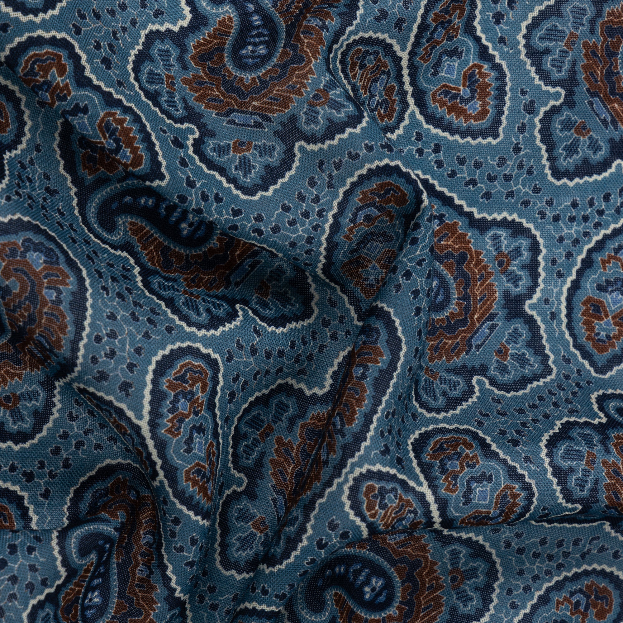 French Blue Paisley Archival Print Pocket Square