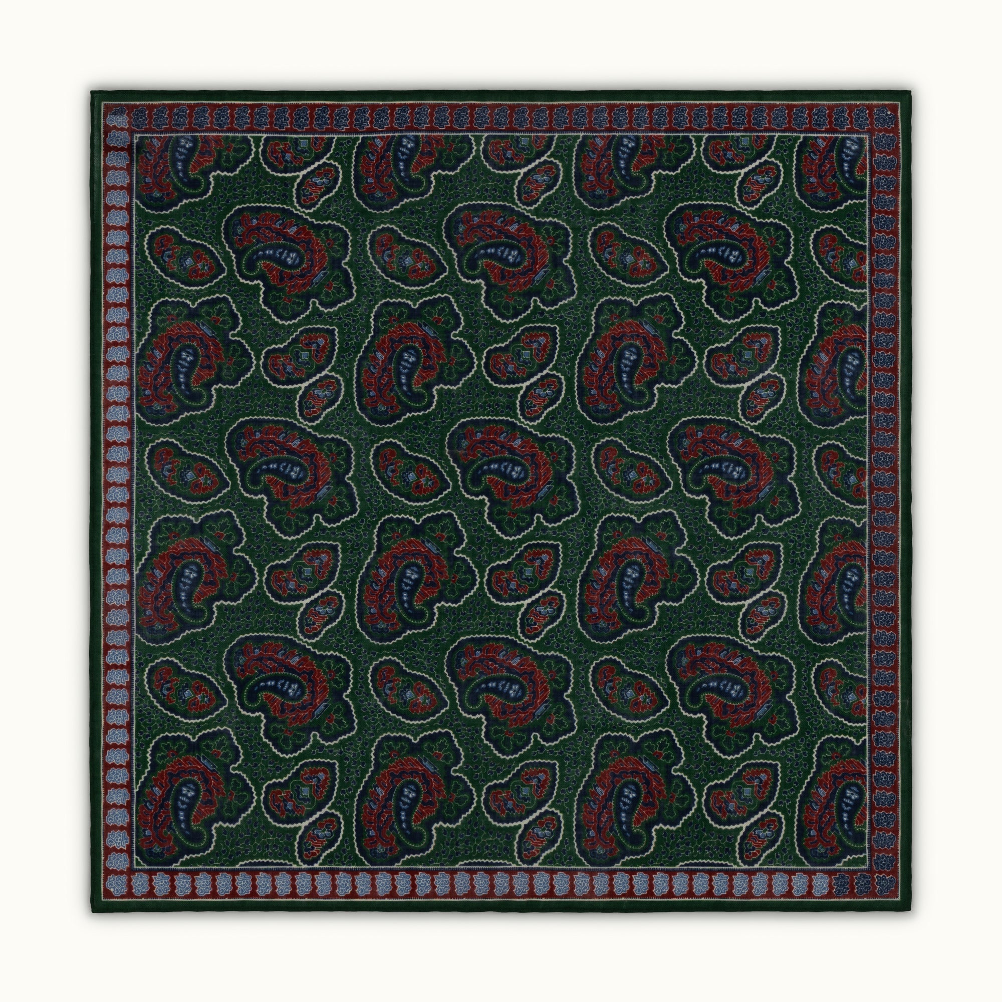 Green Paisley Archival Print Pocket Square