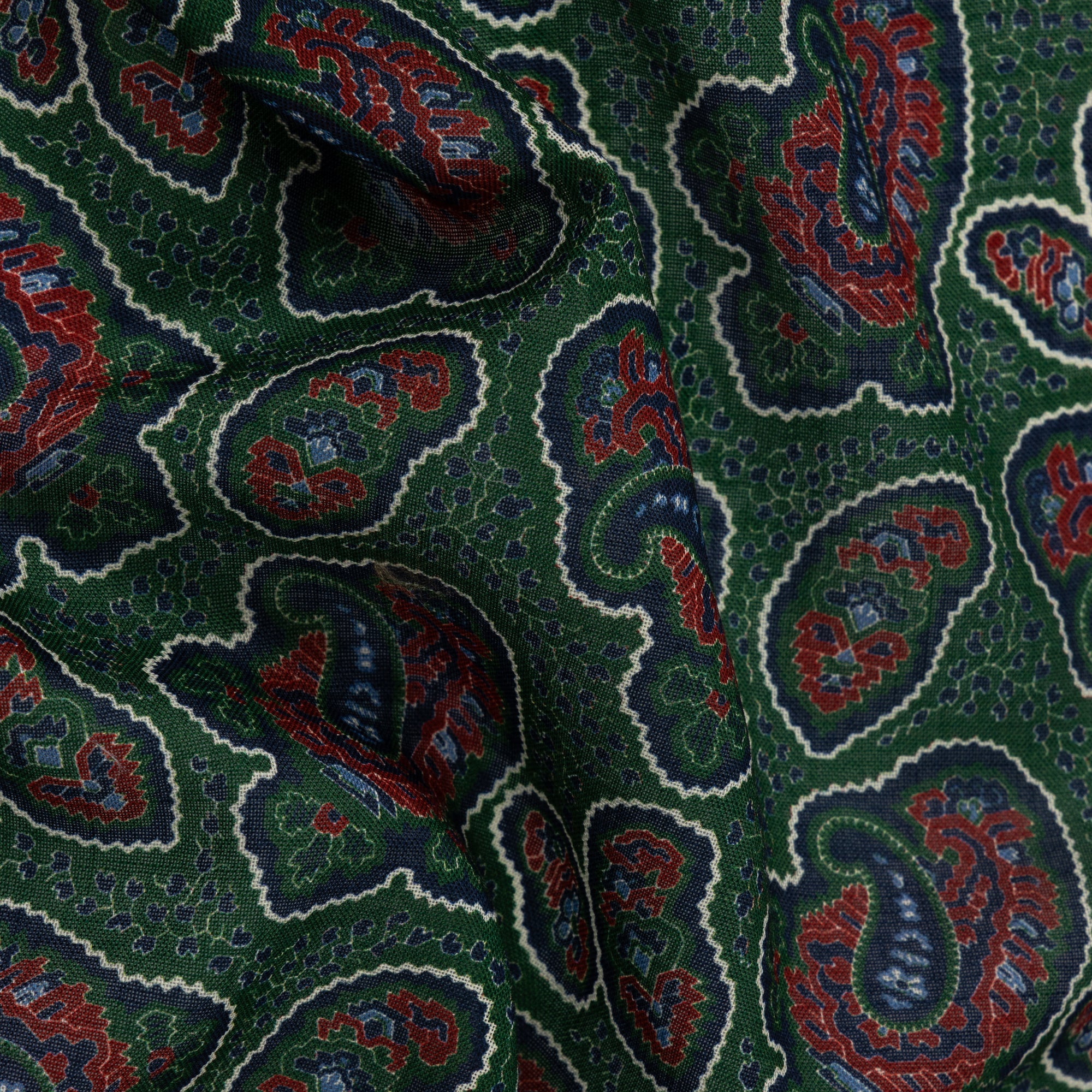 Green Paisley Archival Print Pocket Square