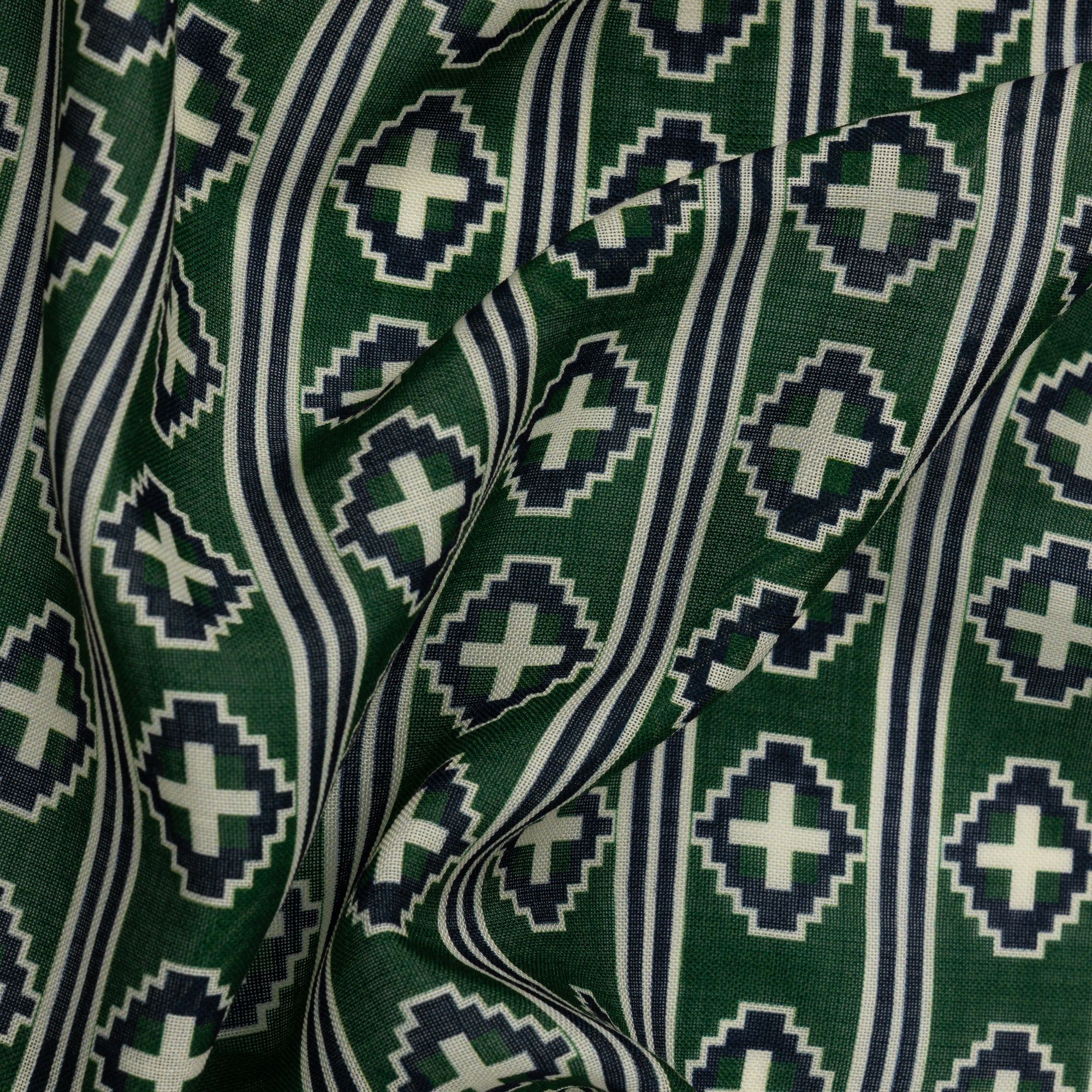 Navy & Green Kilim Pocket Square
