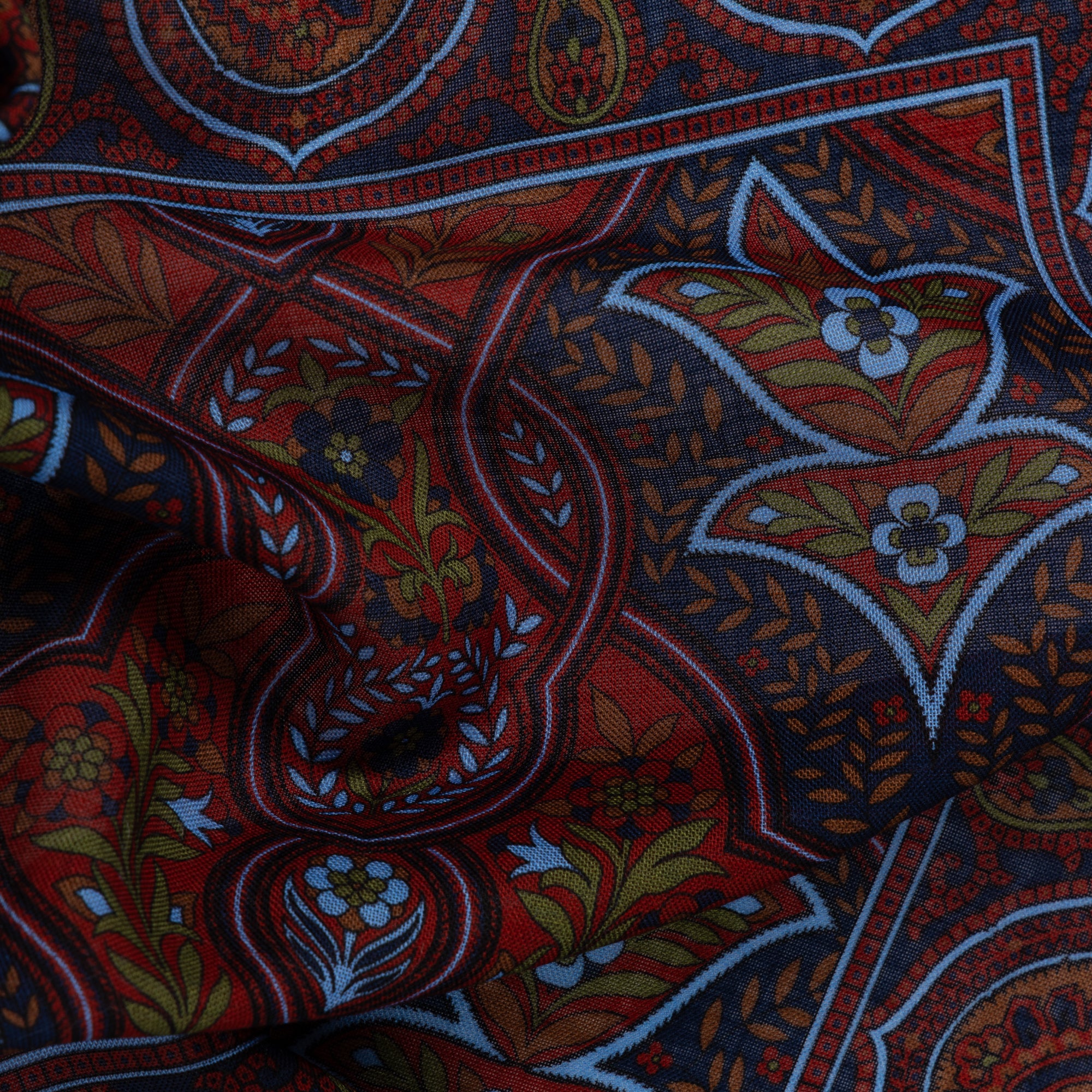 Red & Navy Floral Paisley Pocket Square