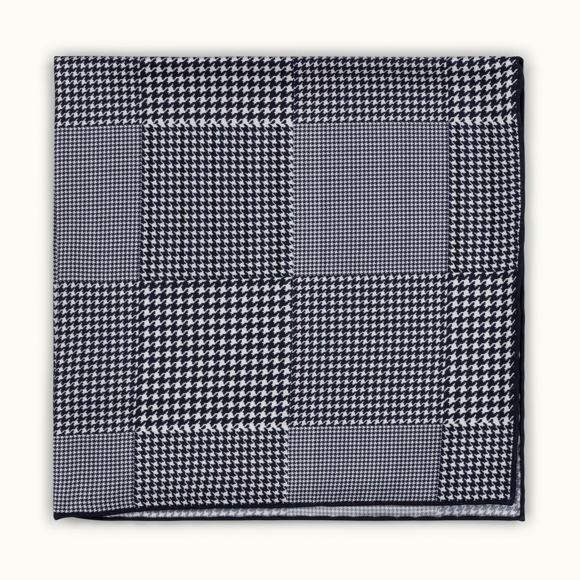 Navy Houndstooth Silk Pocket Square