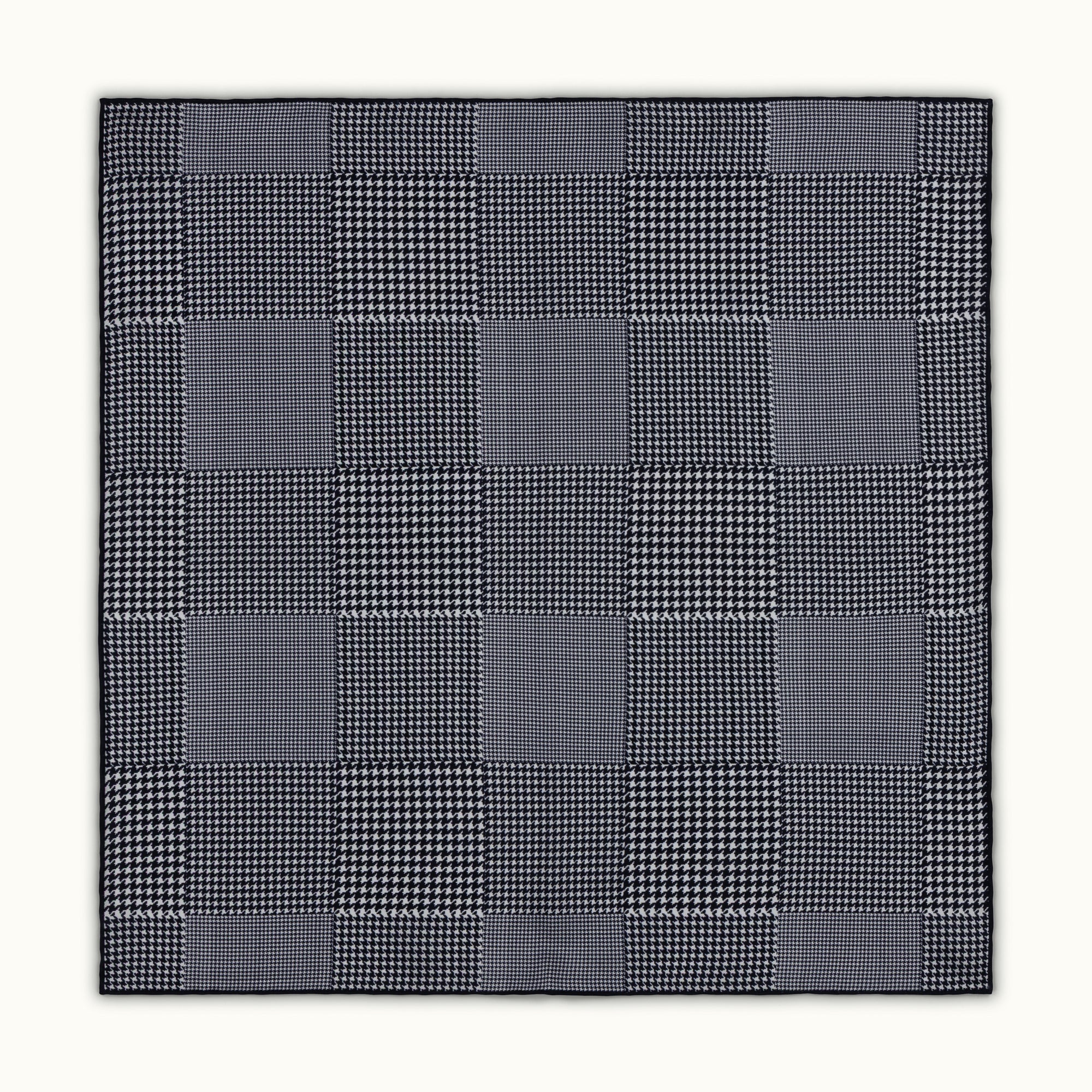 Navy Houndstooth Silk Pocket Square