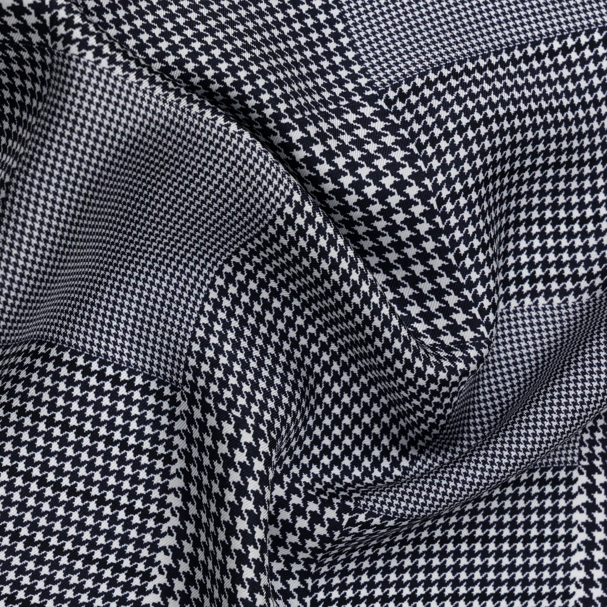Navy Houndstooth Silk Pocket Square
