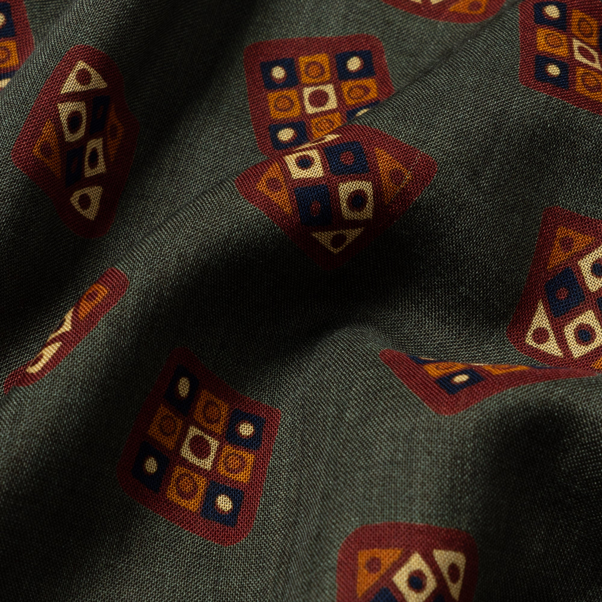 Green Tumbling Motif Wool-Silk Scarf