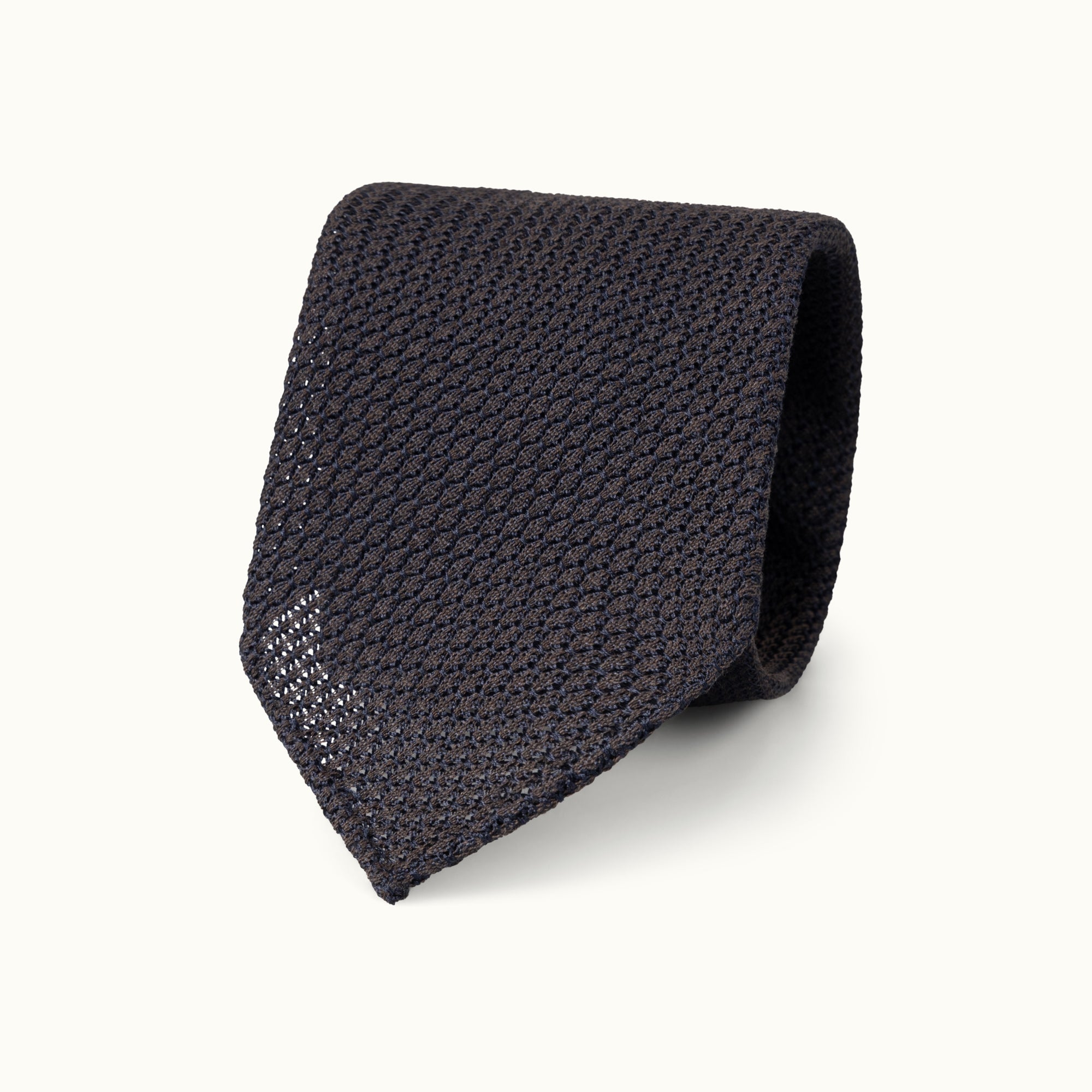 Brown Wool-Silk Grenadine Grossa Tie