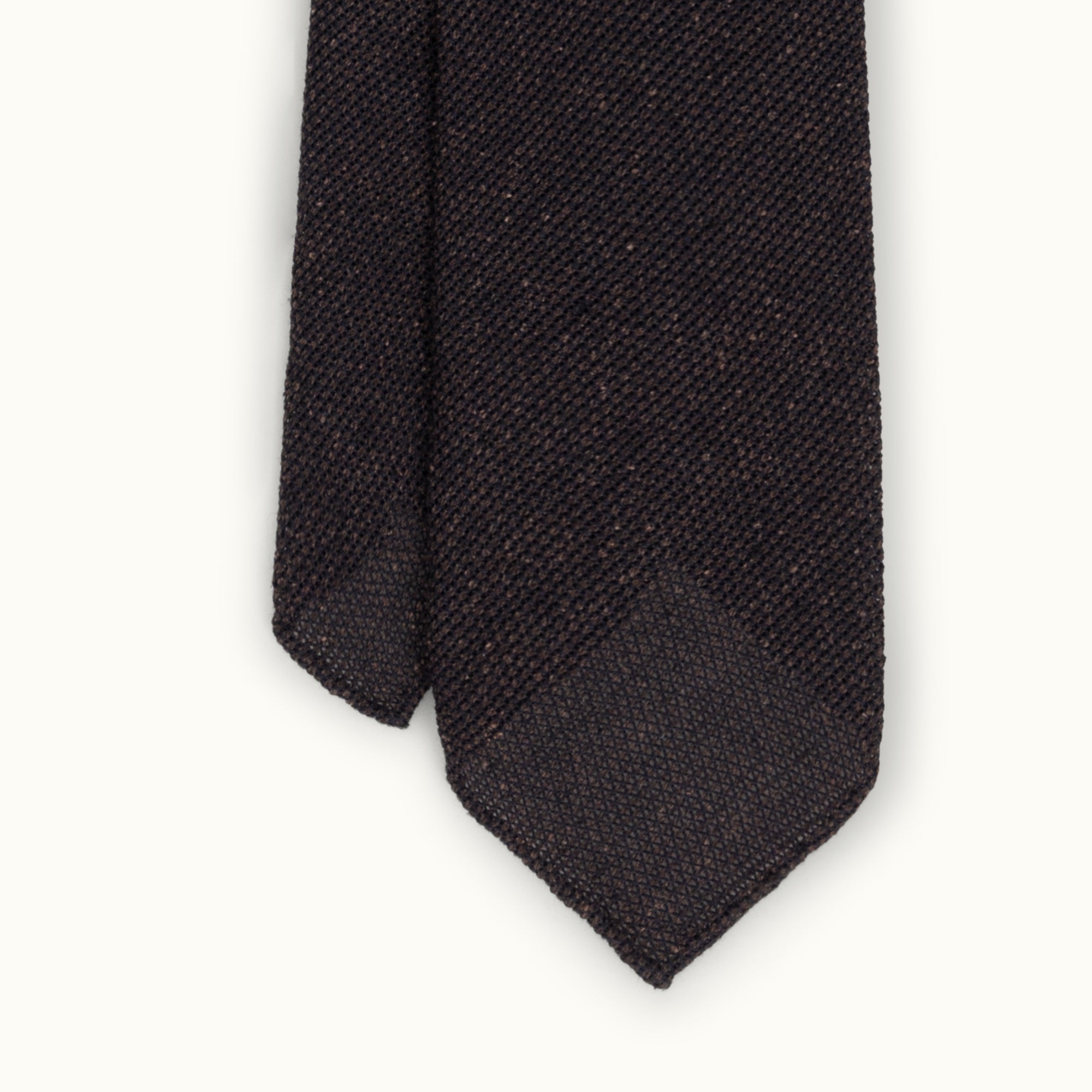 Brown Melange Wool-Silk Grenadine Tie