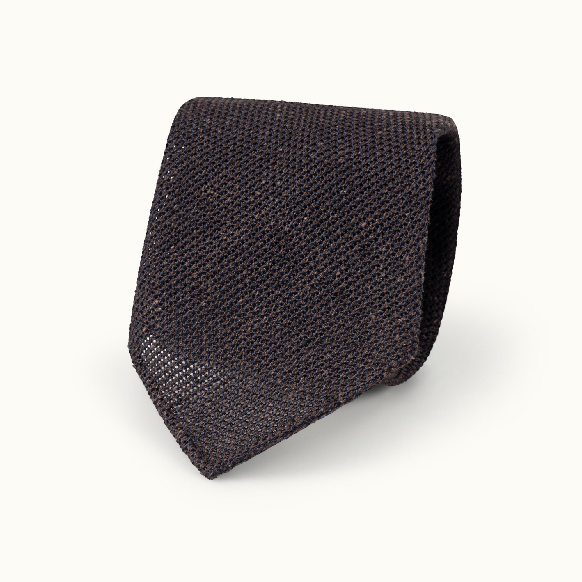 Brown Melange Wool-Silk Grenadine Tie