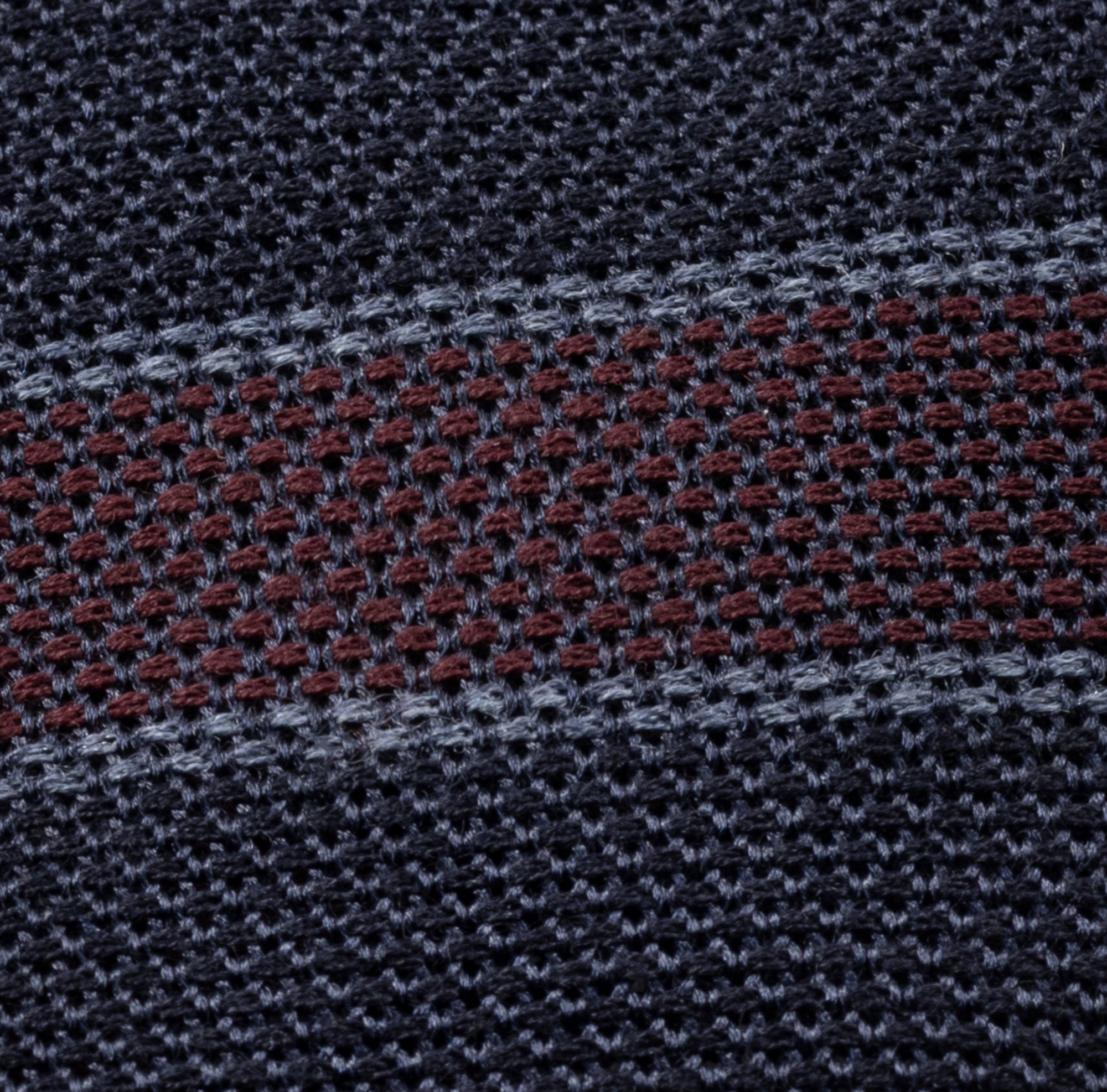 Navy & Wine Stripe Wool-Silk Grenadine Tie