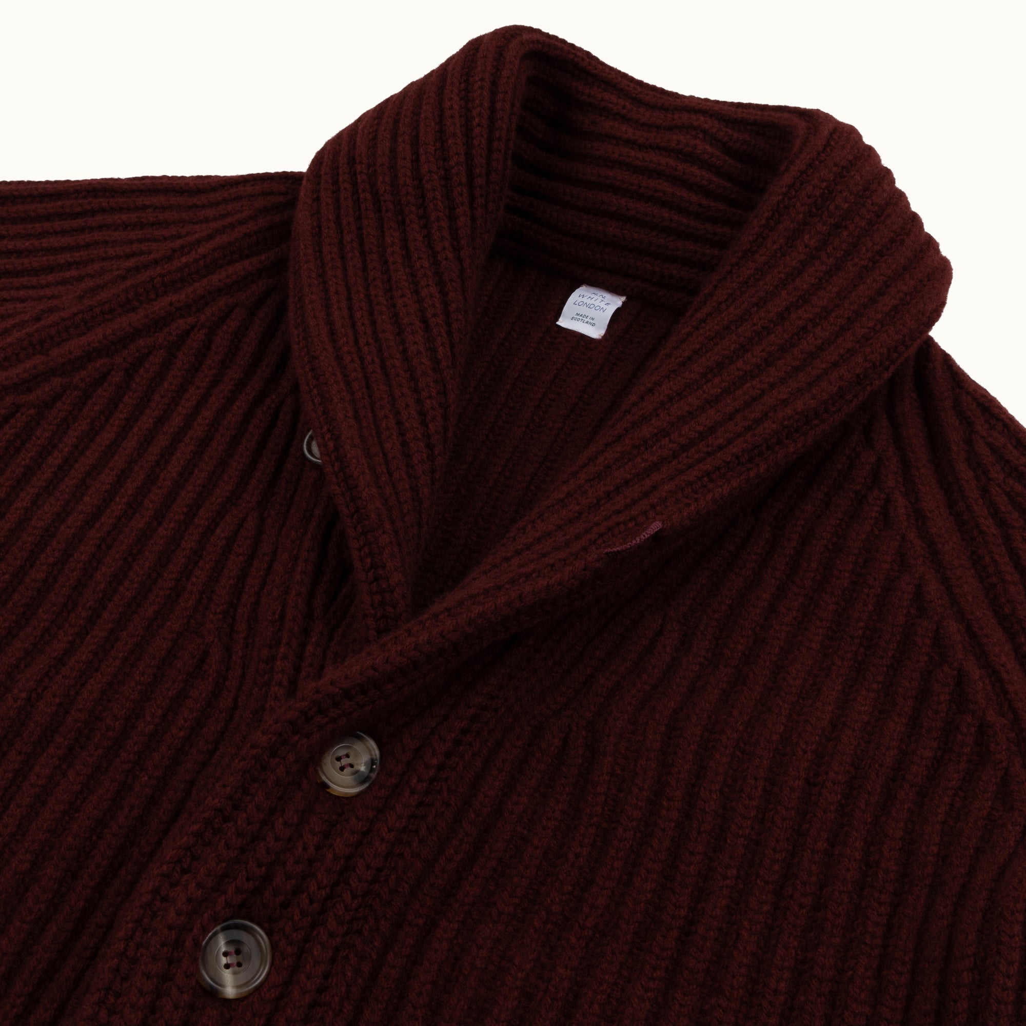 Burgundy Lambswool Shawl Collar Cardigan