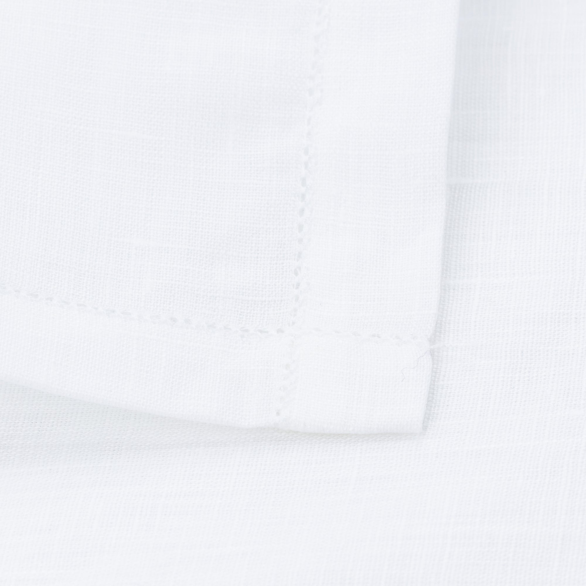 Punched Hem White Linen Handkerchief