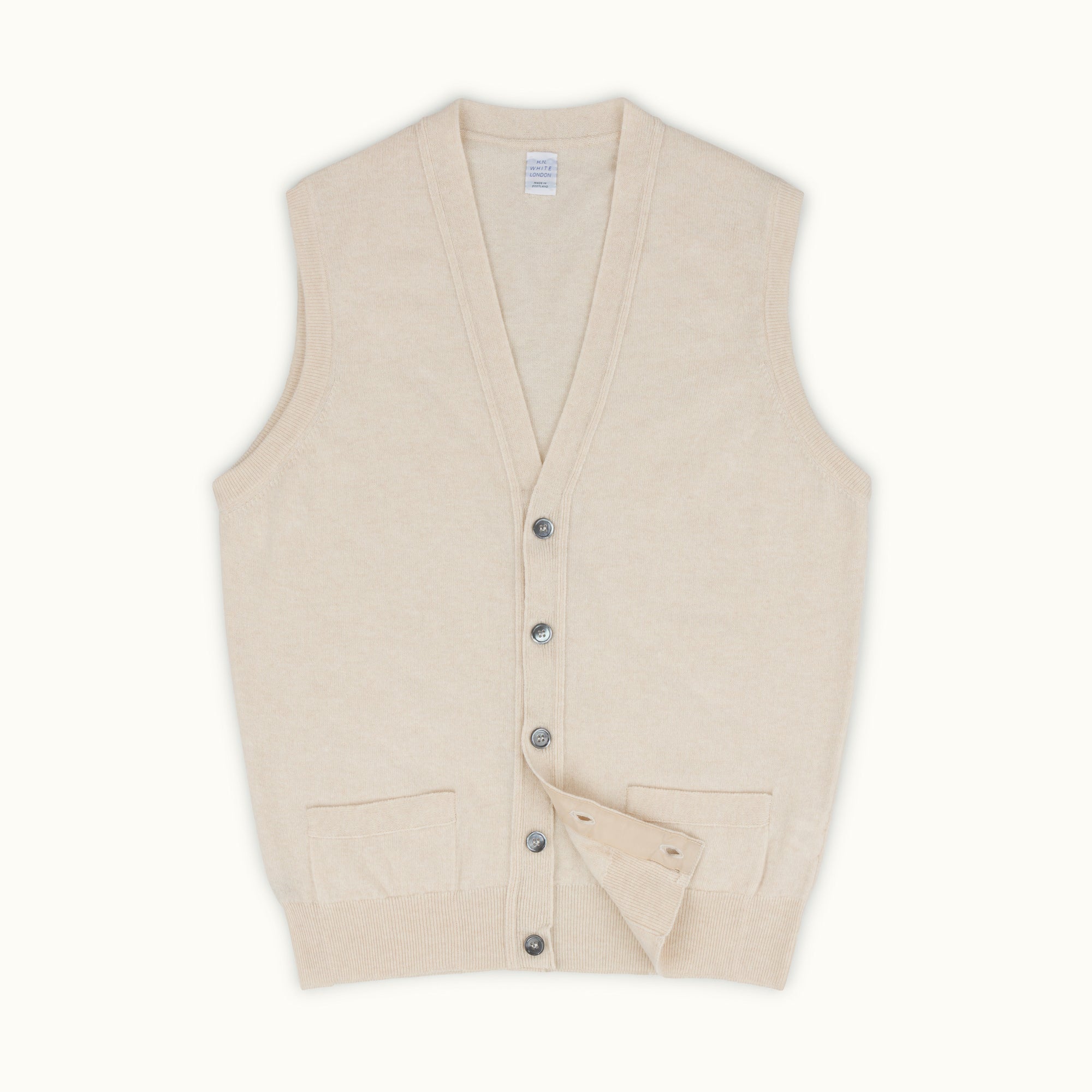 Almond Geelong Sleeveless Cardigan