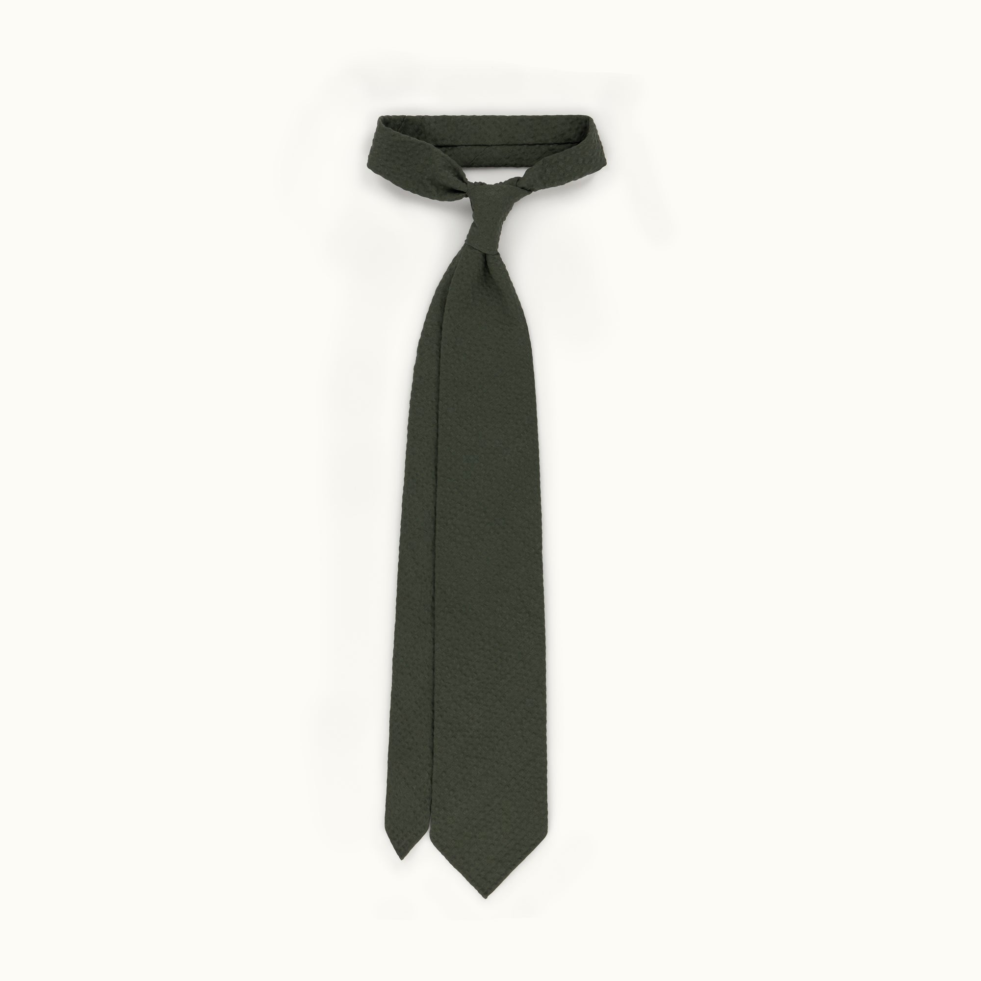 Olive Cotton Seersucker Tie