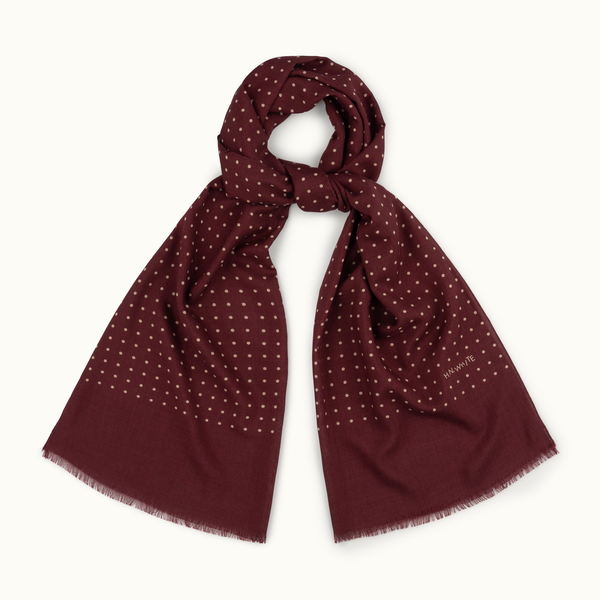 Burgundy Spotted Print Scarf