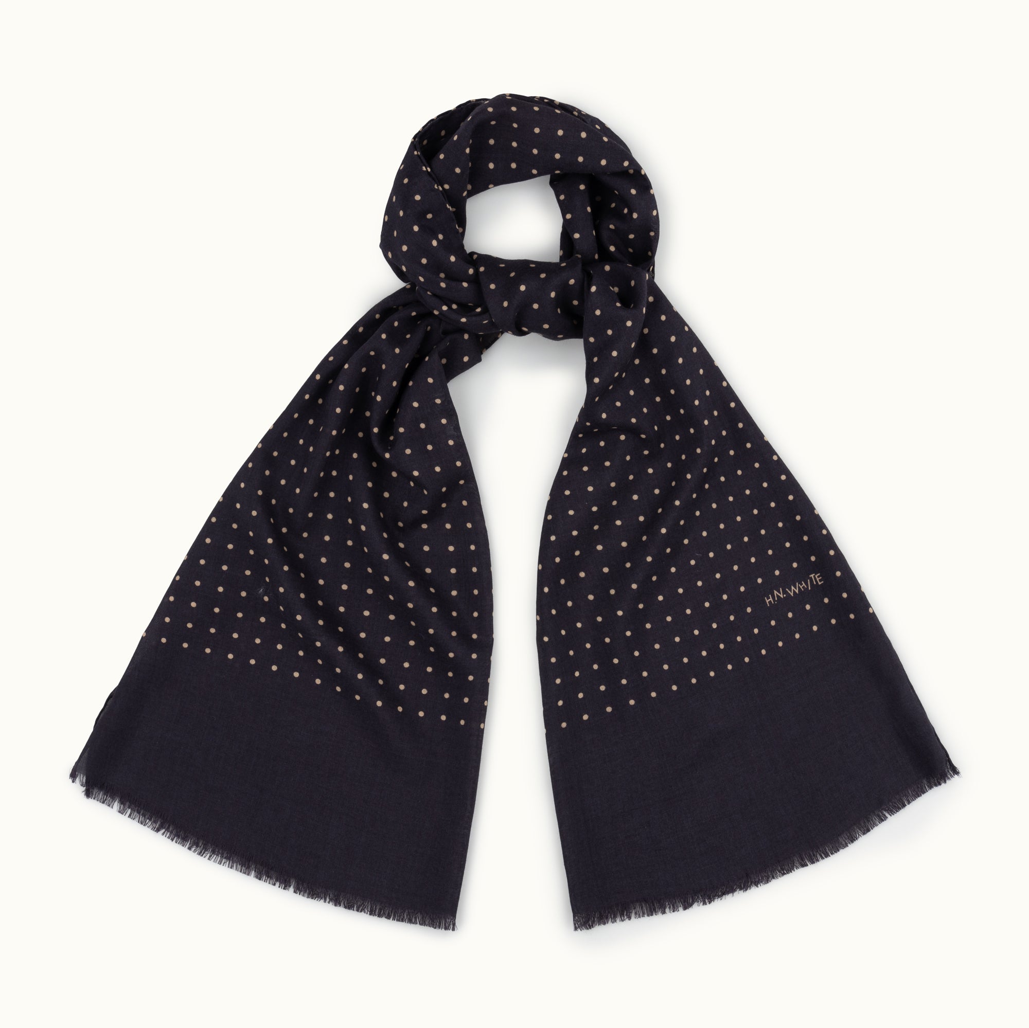 Navy Blue Spotted Print Scarf