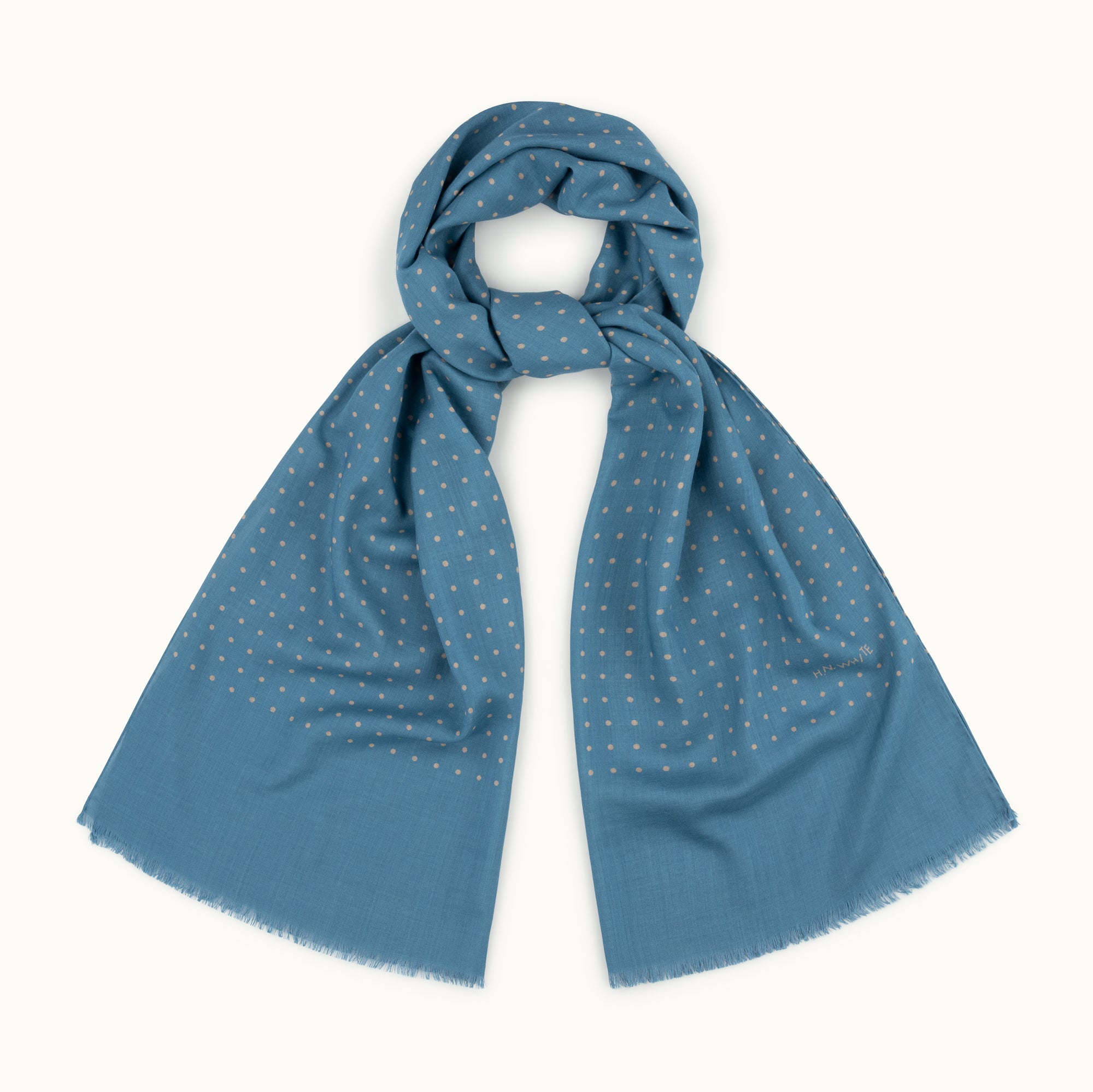Turquoise Blue Spotted Print Scarf