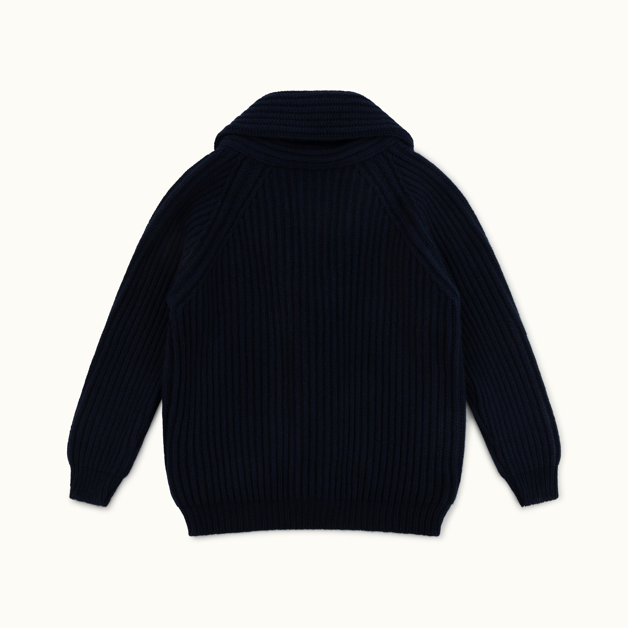 Navy Blue Lambswool Shawl Collar Cardigan