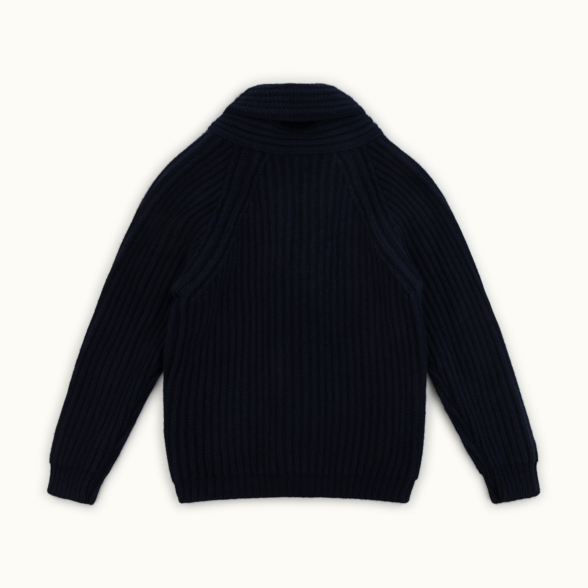 Navy Blue Cashmere Shawl Collar Cardigan