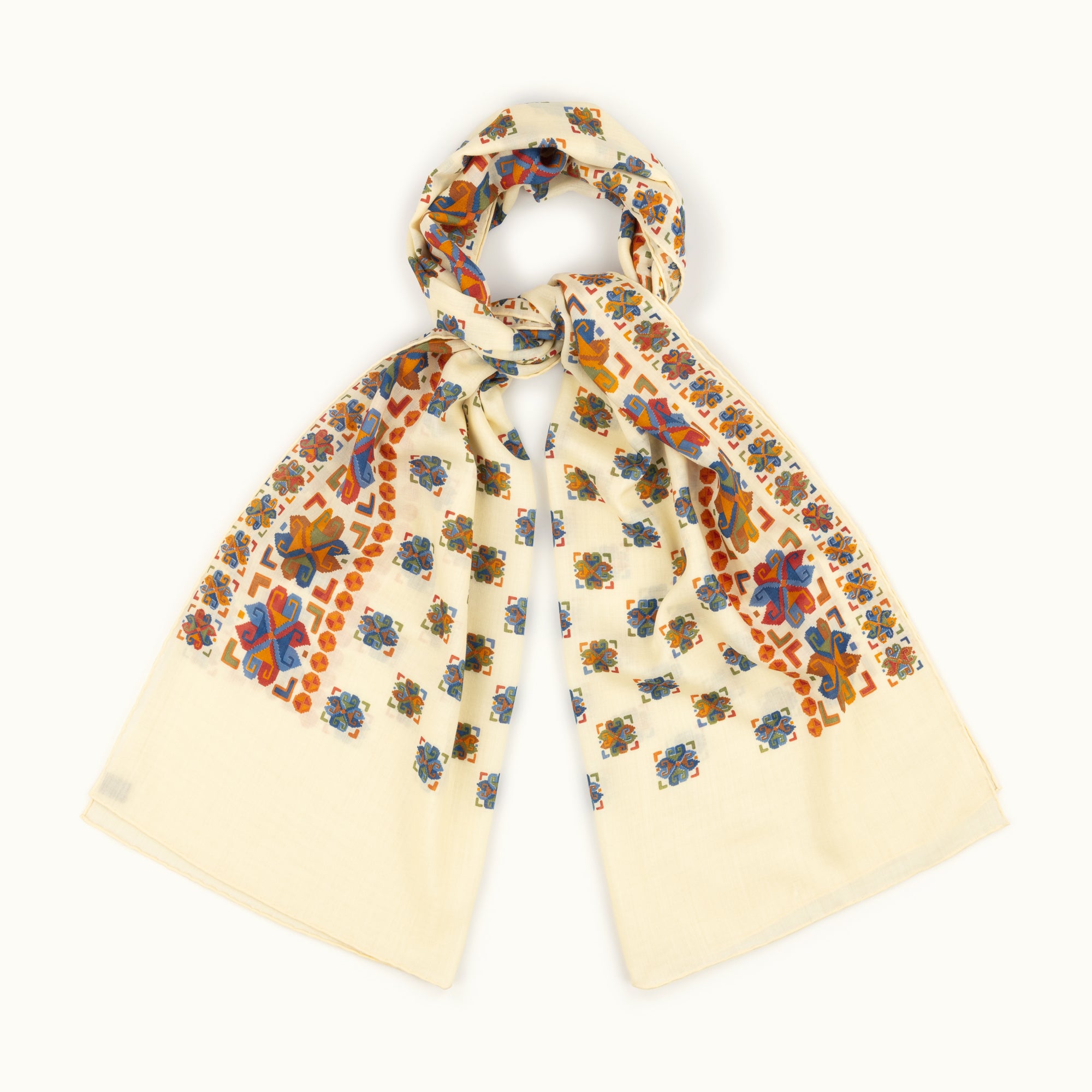 Cream Exploded Aztec Print Scarf