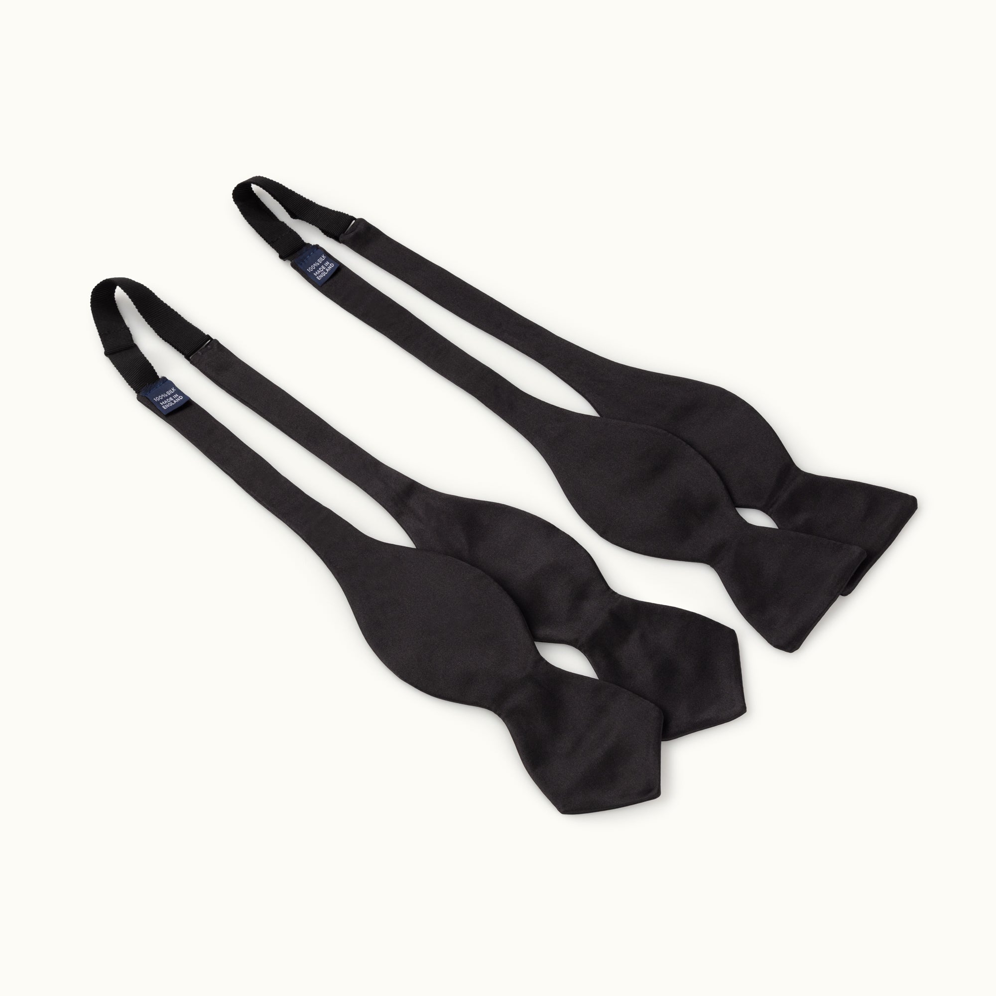 Black Satin Diamond Silk Bow Tie