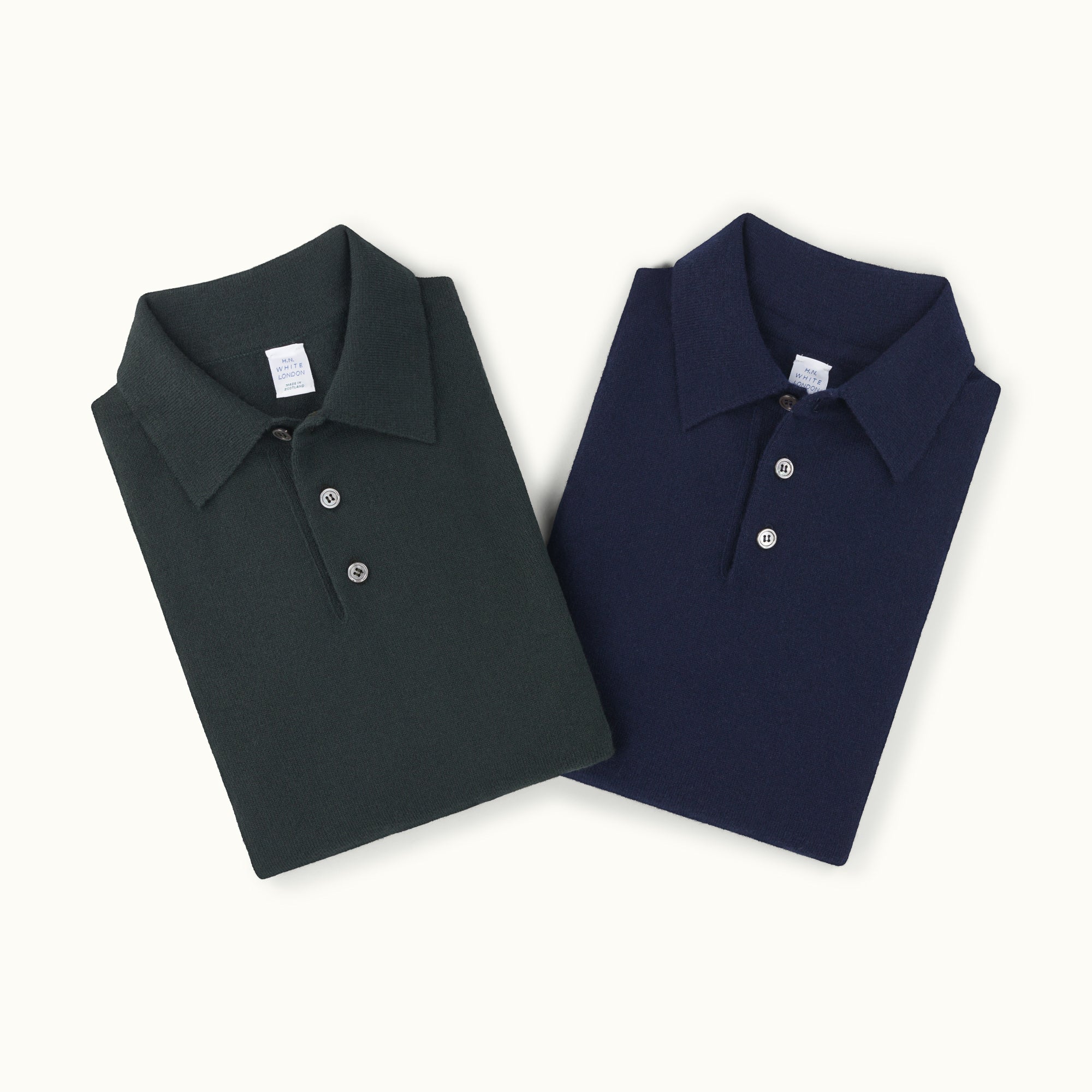 Navy Blue Cashmere Knitted Polo