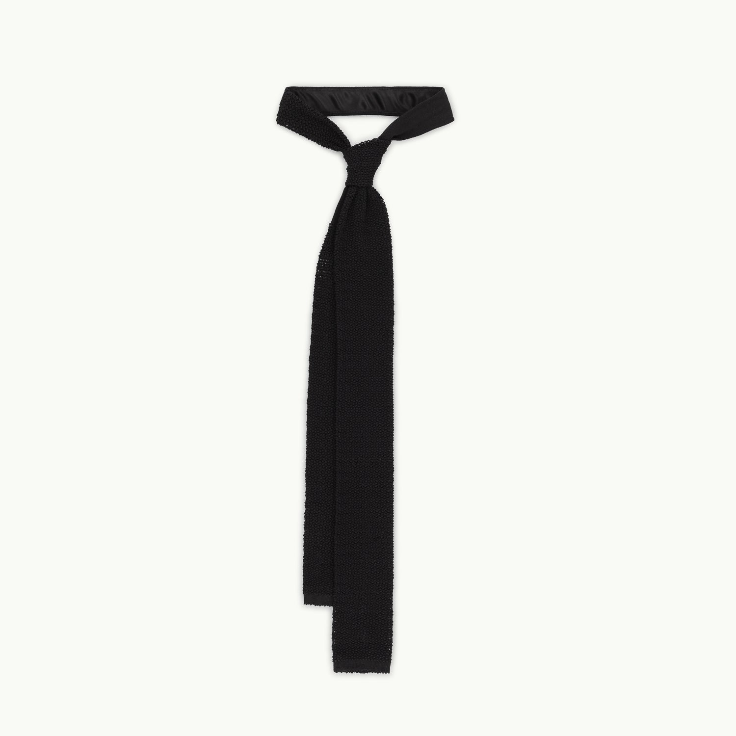 Black Solid Knitted Tie