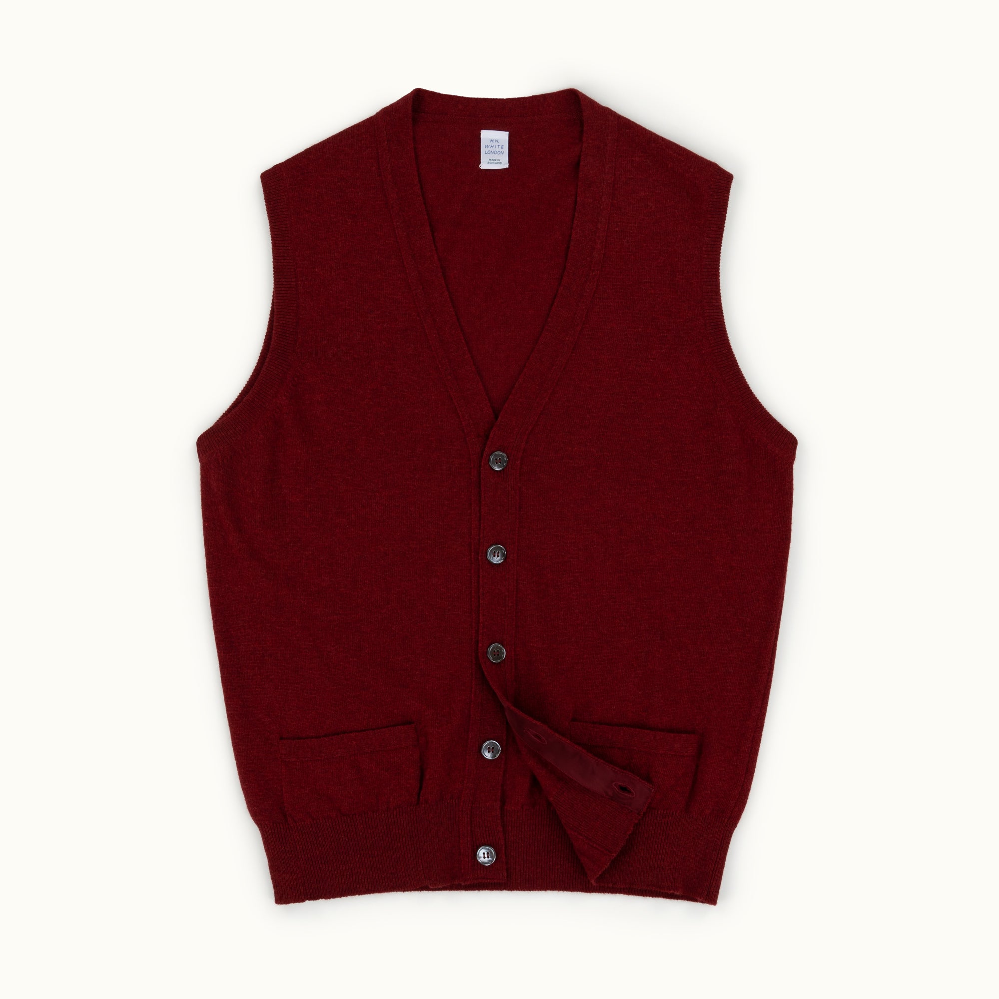 Russet Red Geelong Sleeveless Cardigan