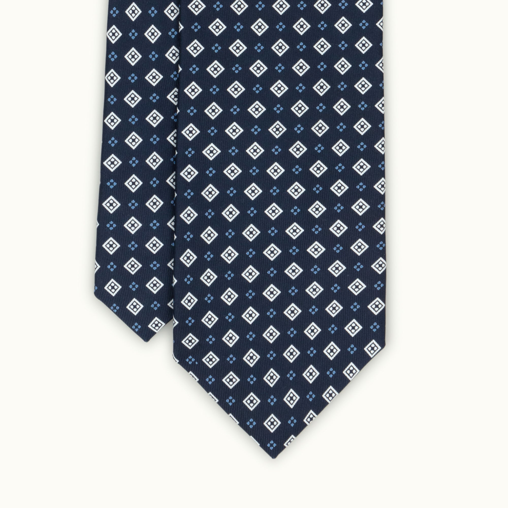 Navy Diamond Print Silk Tie