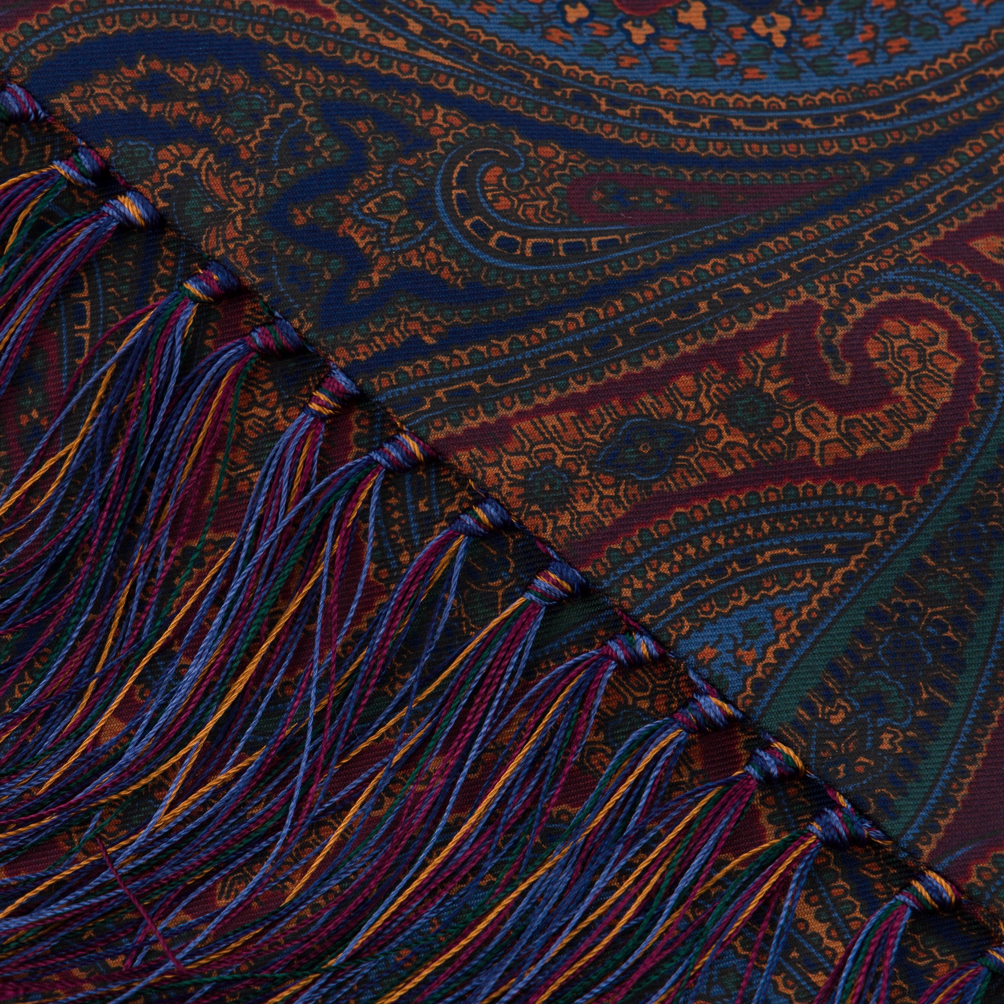 Navy & Burgundy Exploded Paisley Ancient Madder Silk Scarf