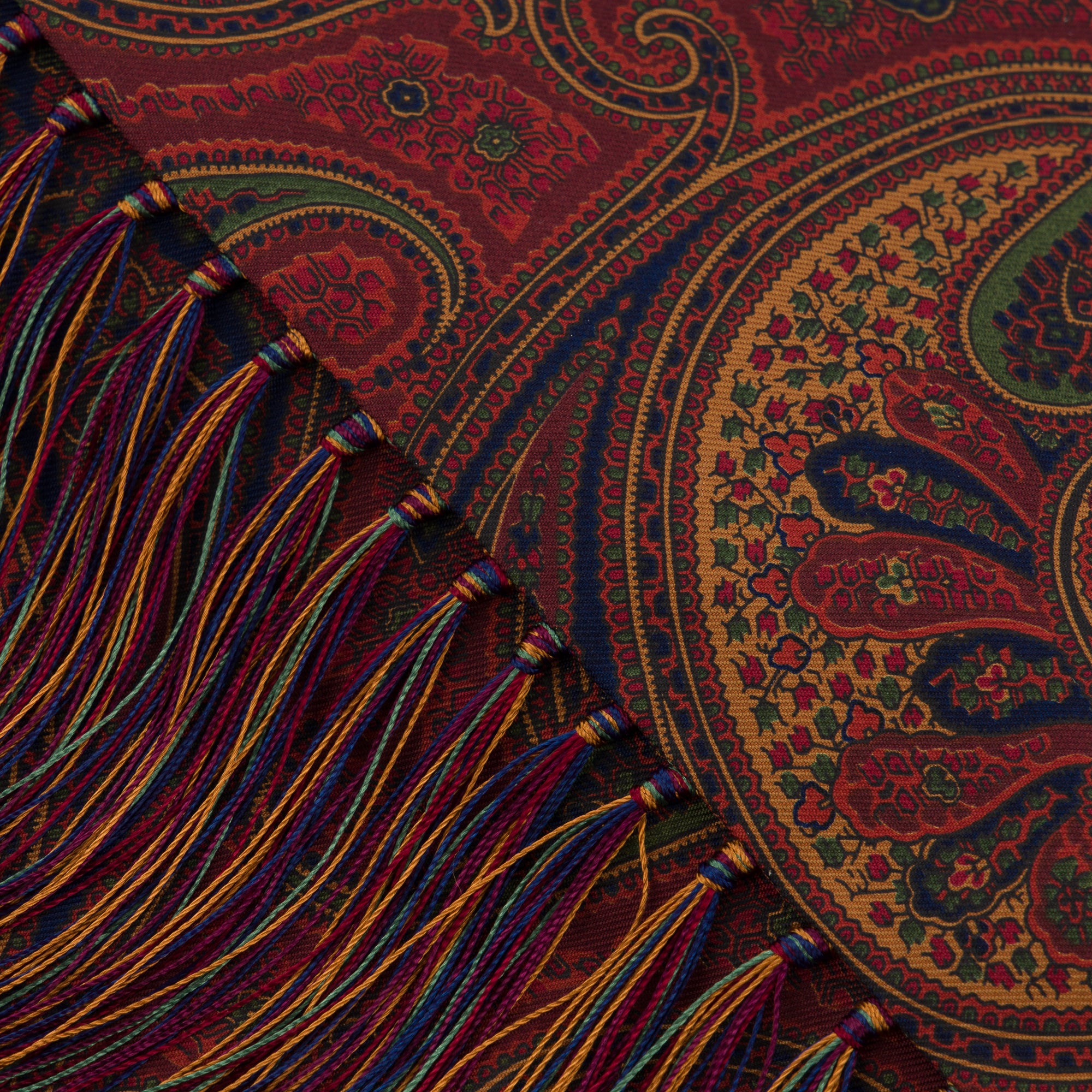 Burgundy & Rust Exploded Paisley Ancient Madder Silk Scarf