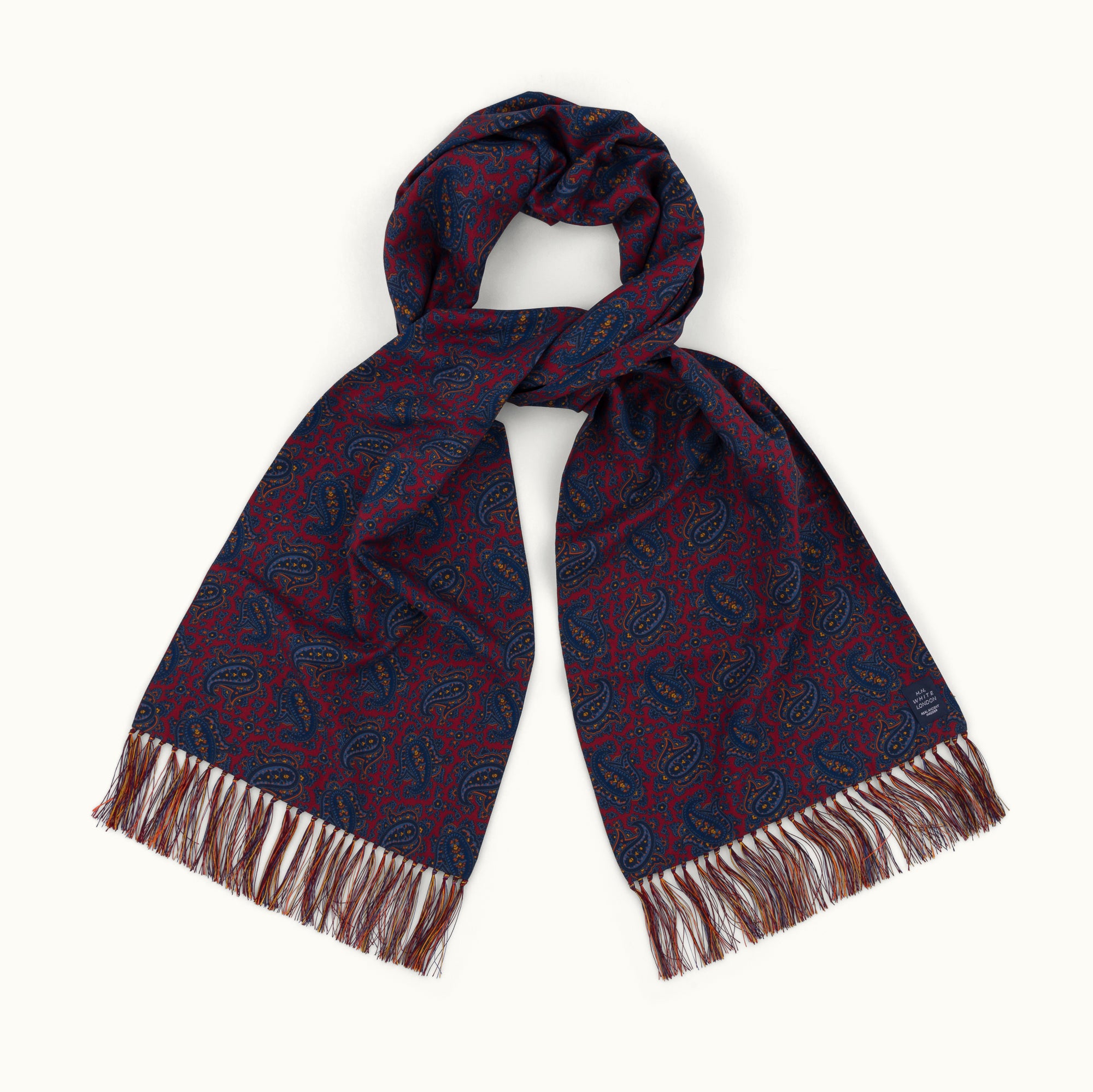Red Paisley Ancient Madder Silk Scarf