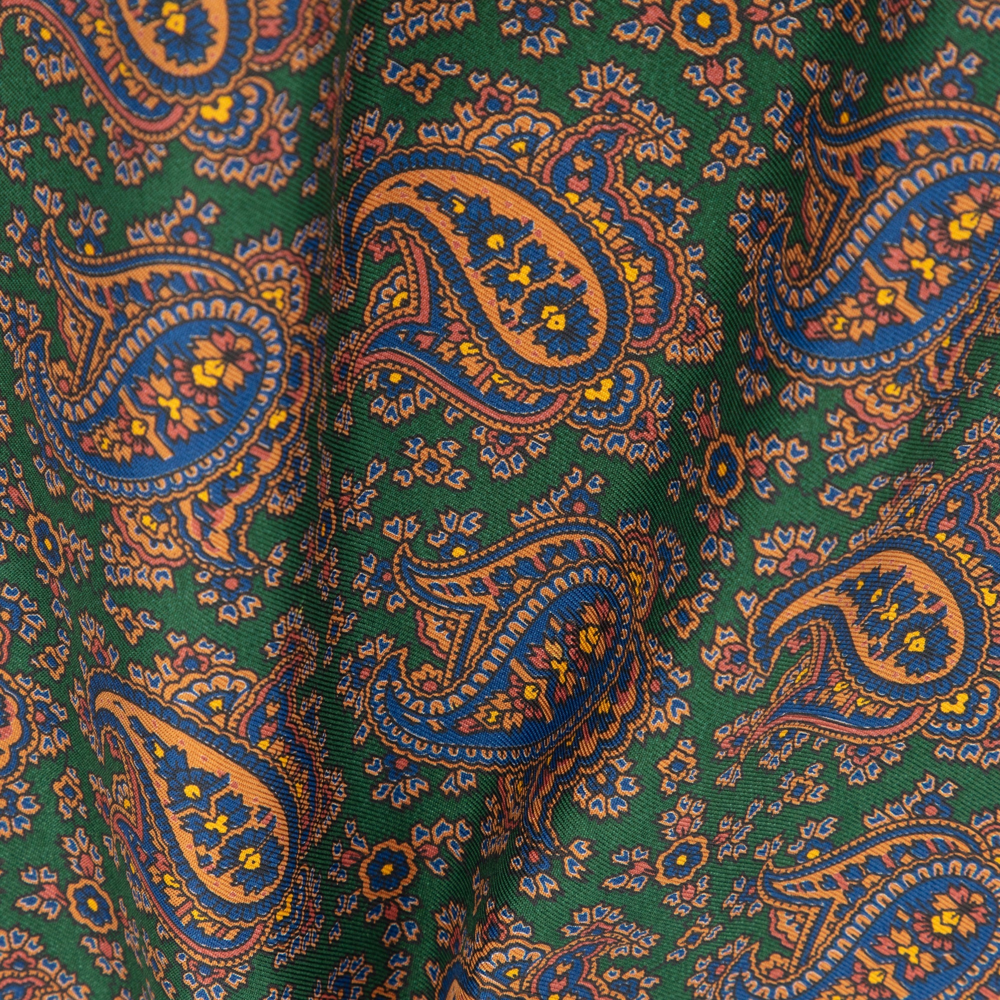 Green Paisley Ancient Madder Silk Scarf