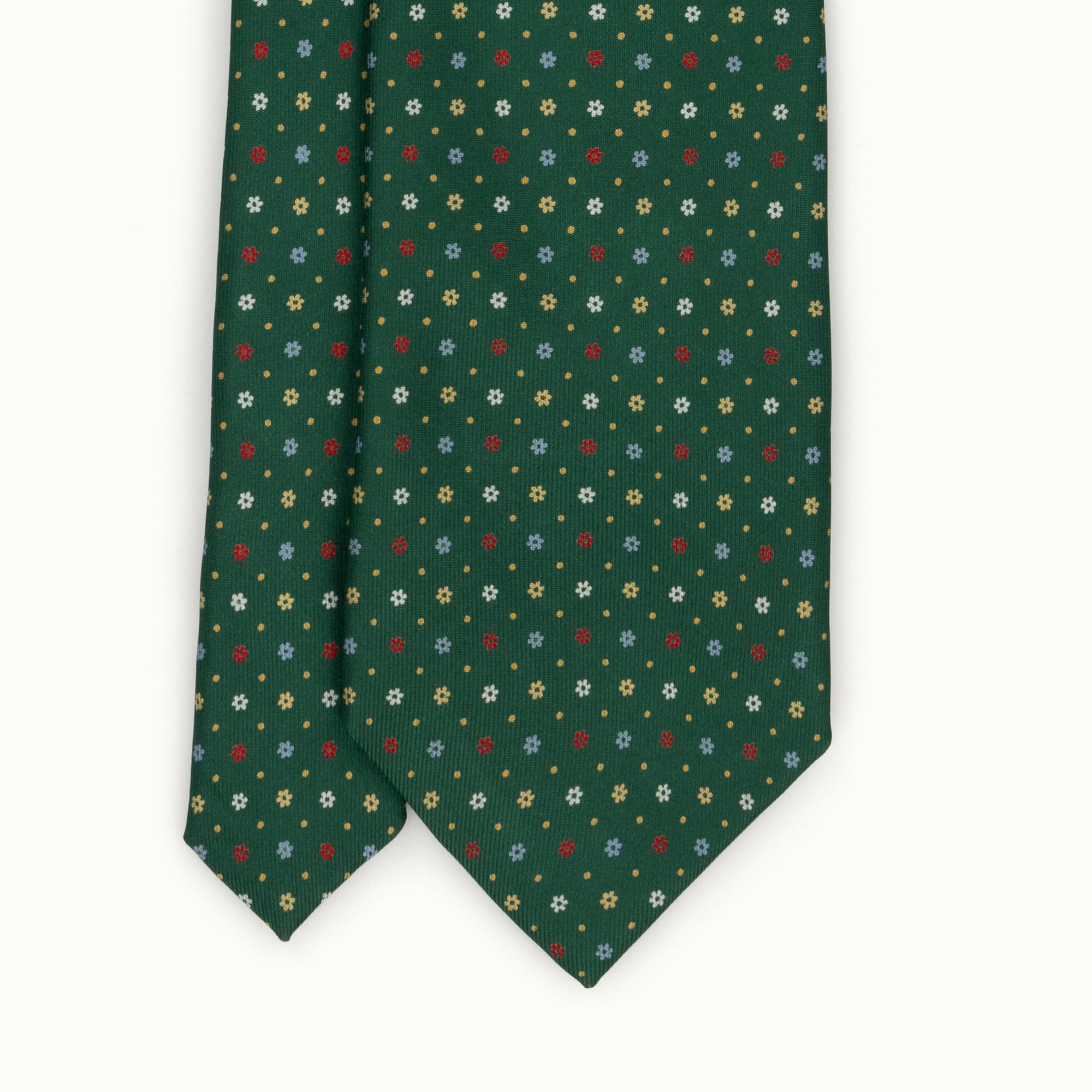 Green & Red Neat Silk Print Tie