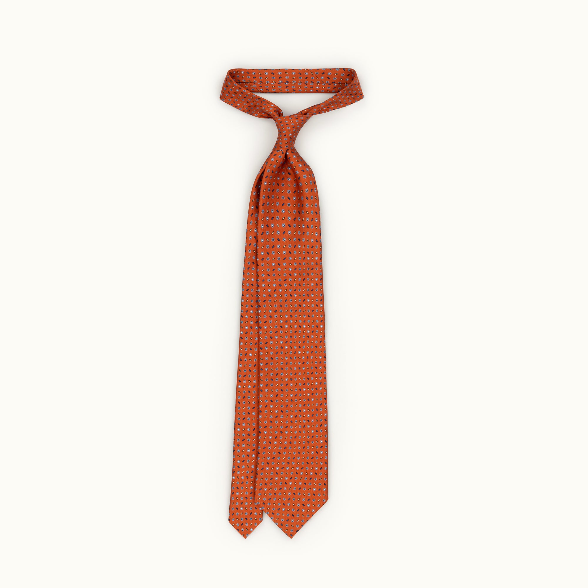 Orange Neat Silk Print Tie