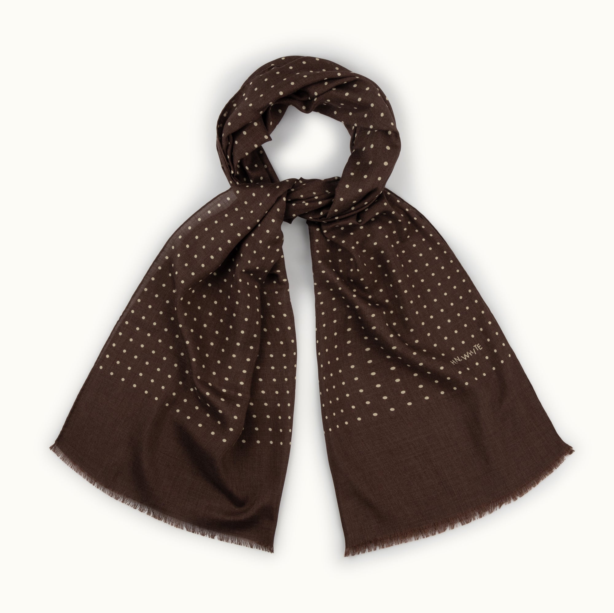 Brown Spotted Print Scarf