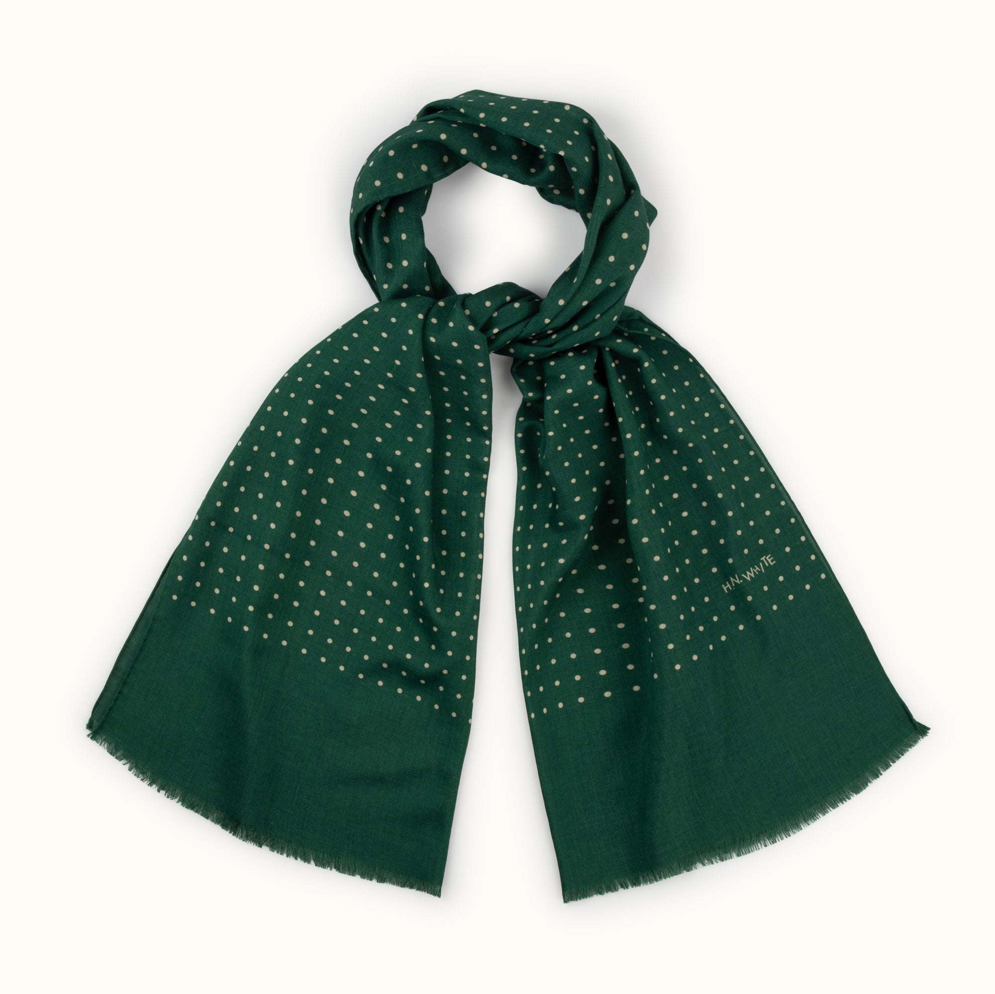 Dark Green Spotted Print Scarf